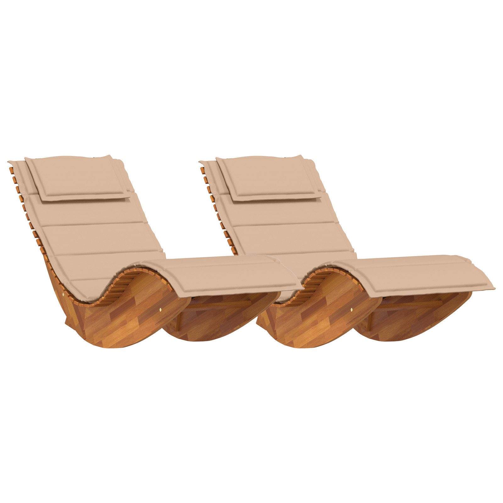 vidaXL Gartenstuhl Schaukelliegen mit Kissen 2 Stk. Massivholz (2 St)