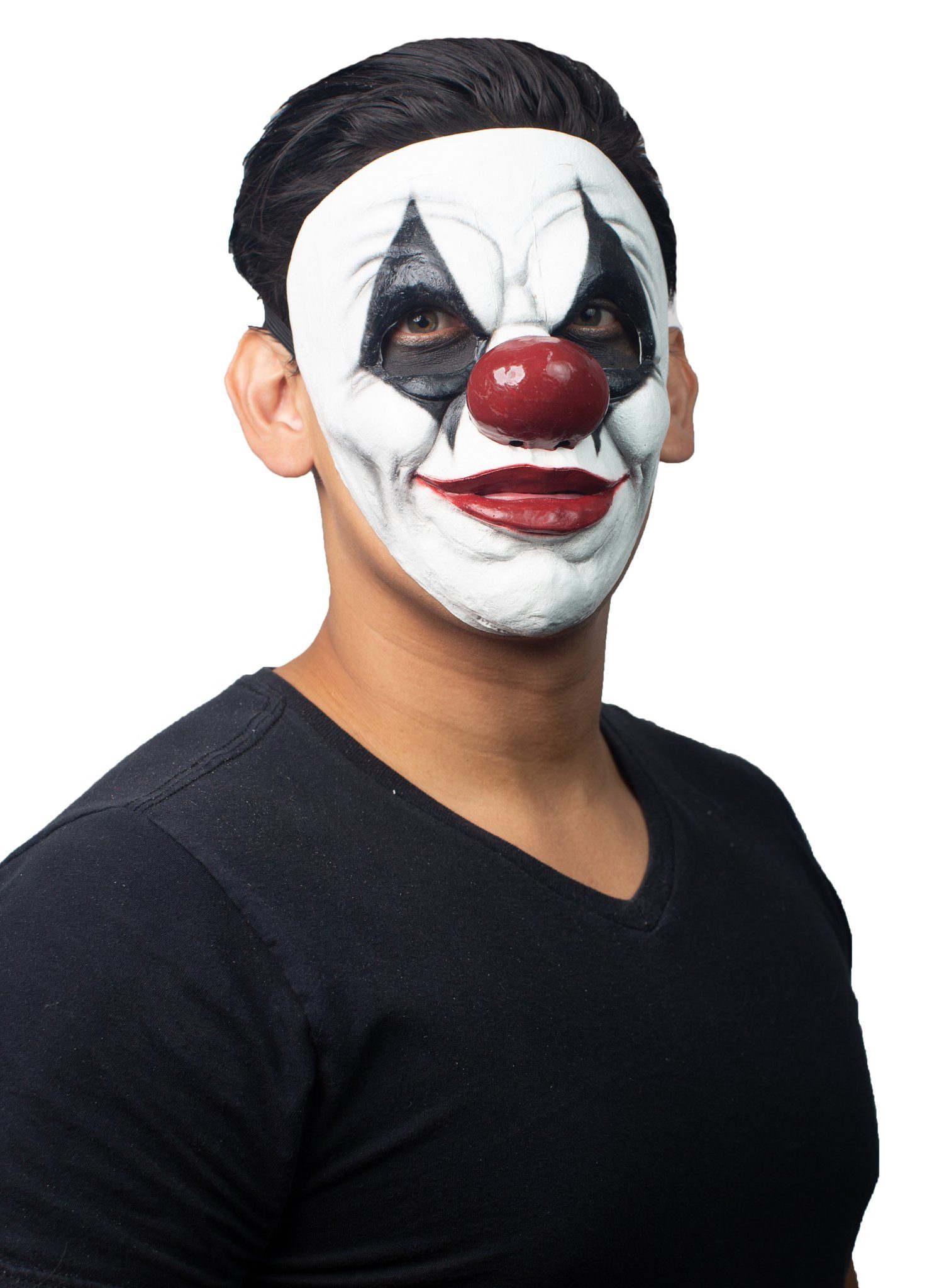 Baralan Verkleidungsmaske Clown Halbmaske Maske für Karneval Faschingskostüm, Günstige Horrormaske aus Latex mit Gummibund