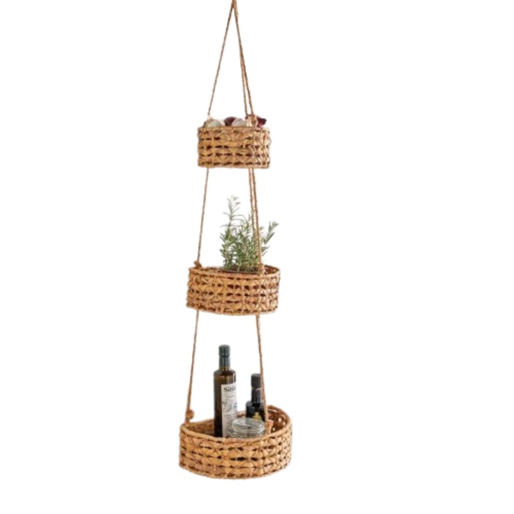 Home-trends24.de Etagere Hänge Etagere Wasserhyazinthe Natur Küche Küchenregal Aufbewahrung, Wasserhyazinthe, Hängend