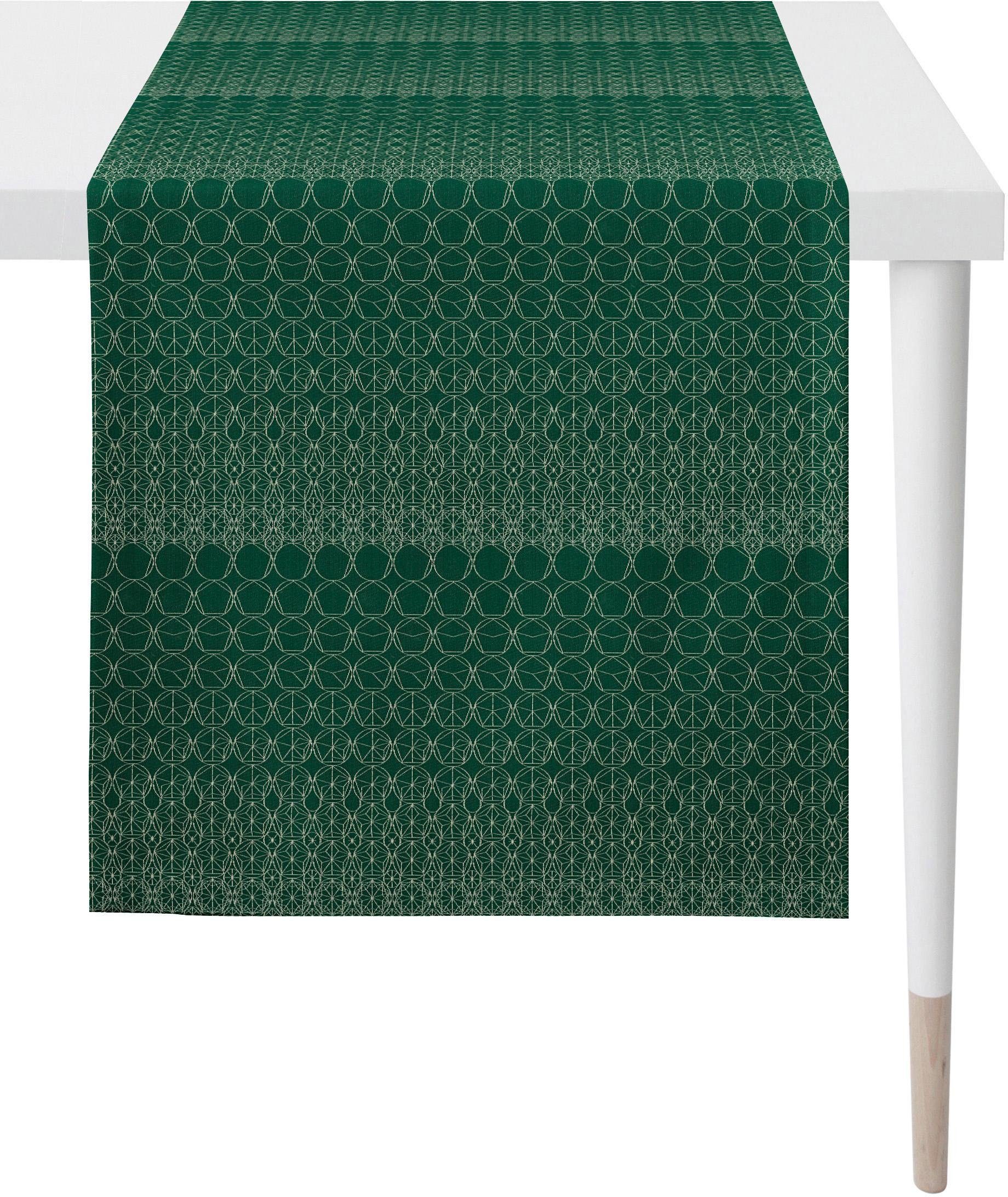 APELT Tischläufer 1308 Loft Jacquard Style, smaragd/beige Fleckschutz (1-tlg)