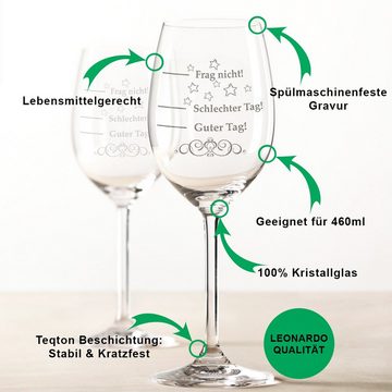 GRAVURZEILE Rotweinglas Leonardo Weingläser 6er Set - Schlechter Tag, Guter Tag - Frag nicht!, Glas, graviertes Party-Geschenk für Partner, Freunde & Familie