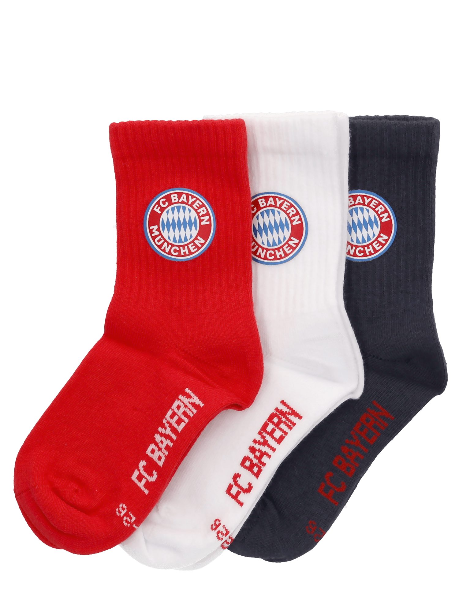 FC Bayern München Socken FC Bayern München, Crew Socken 3er-Set, Kinder, Mehrfarbig