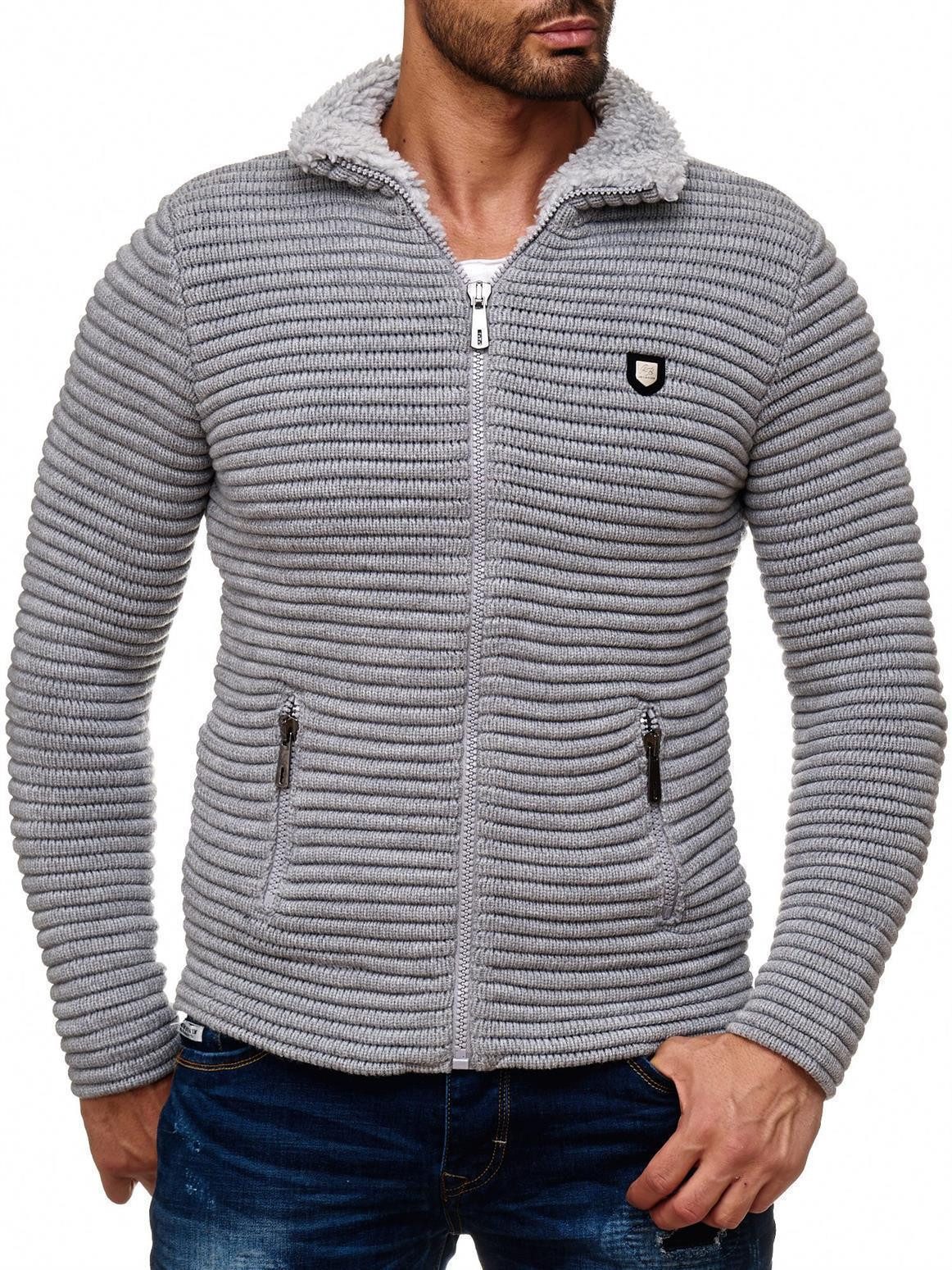 RedBridge Strickjacke in Grobstrick mit Innenfutter und hohem Kragen Innen günstig online kaufen