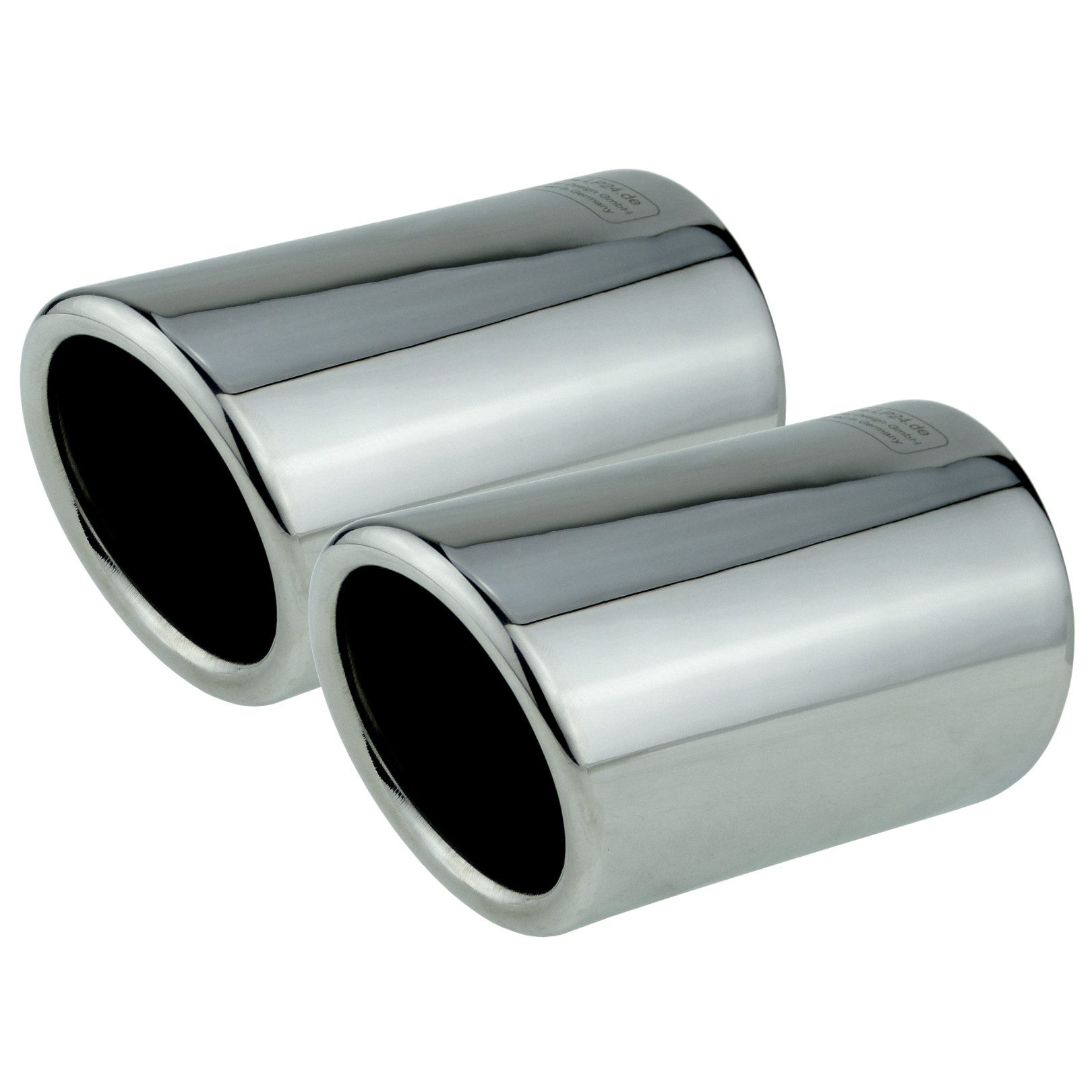L & P Car Design Auspuff-Flexrohr 2 Auspuffblenden Edelstahl poliert Chrom für VW Tiguan 5N Audi Q3, 74 mm