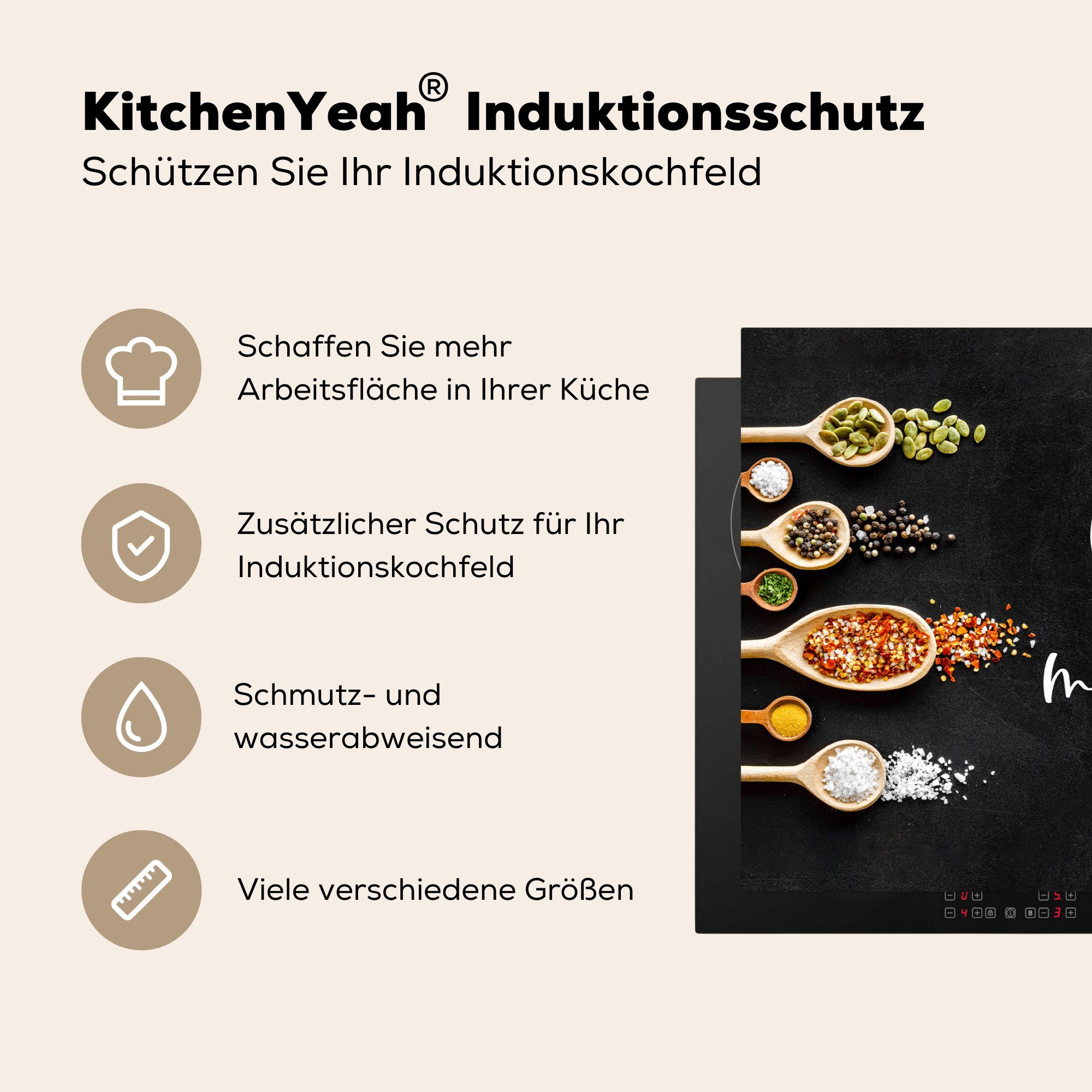 - MuchoWow Leidenschaft - cm, Ceranfeldabdeckung -, Arbeitsfläche Kochen nutzbar, Kochen Gewürze Herdblende-/Abdeckplatte meine ist Zitate - Mobile tlg), Vinyl, 70x52 (1