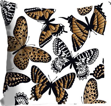 queence Dekokissen Butterfly, mit braunen Schmetterlingen, Kissenhülle ohne Füllung, 1 Stück