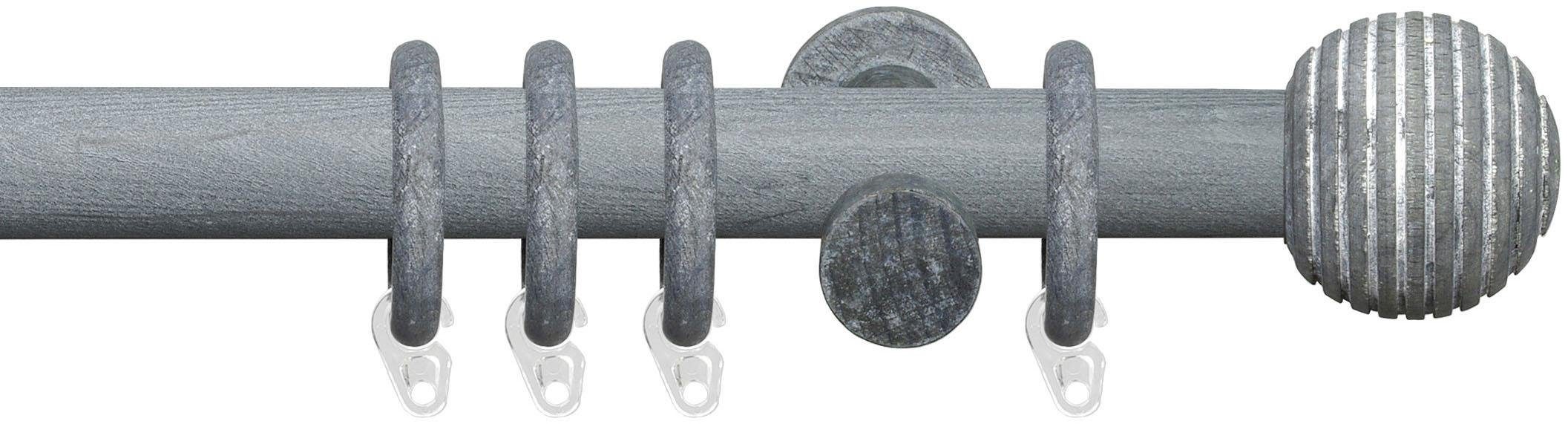 Liedeco Gardinenstange Terra Kugel mit Streifen, Ø 28 mm, 1-läufig, Fixmaß, verschraubt, Holzwerkstoff