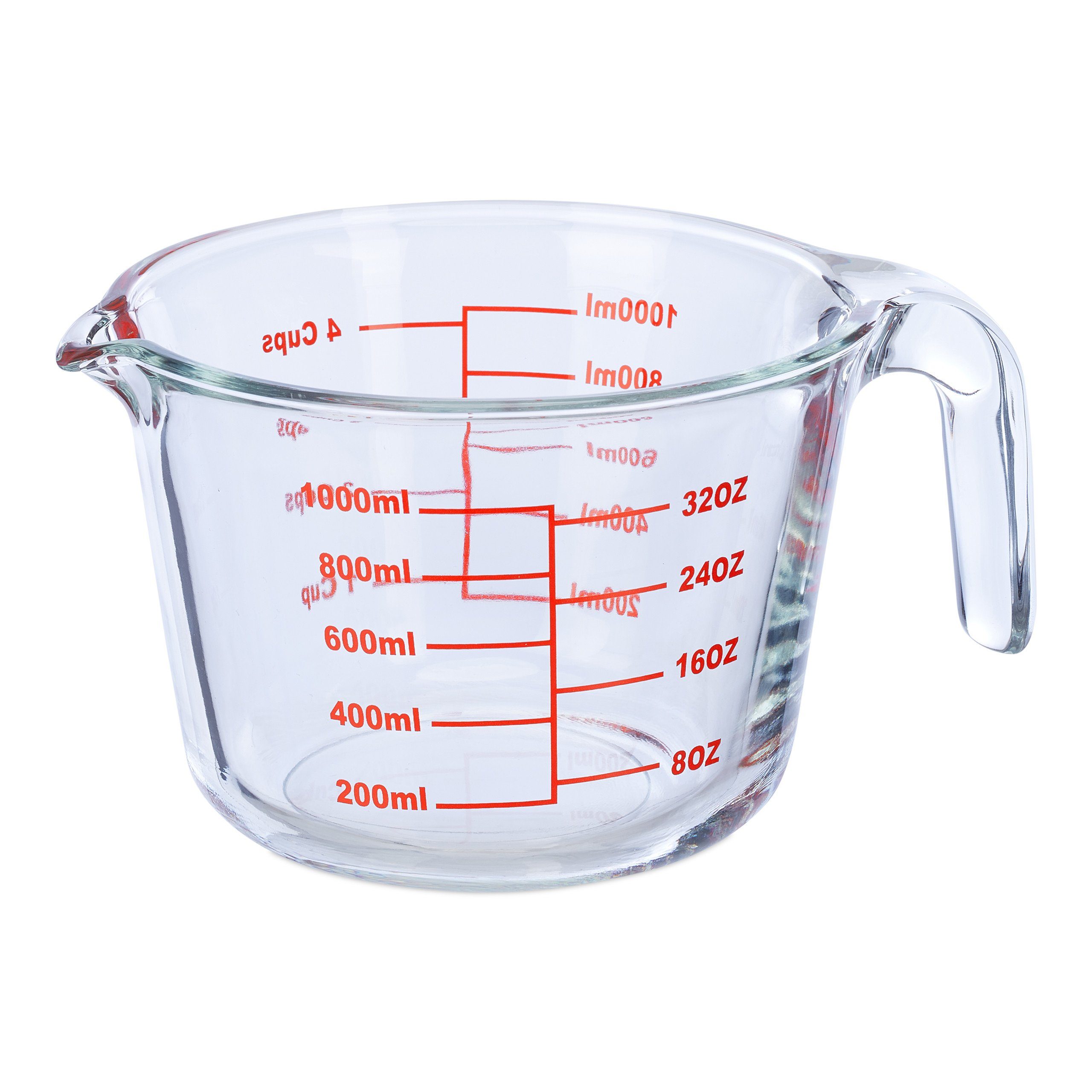 relaxdays Messbecher Glas 1 Liter, Glas, (1-St)