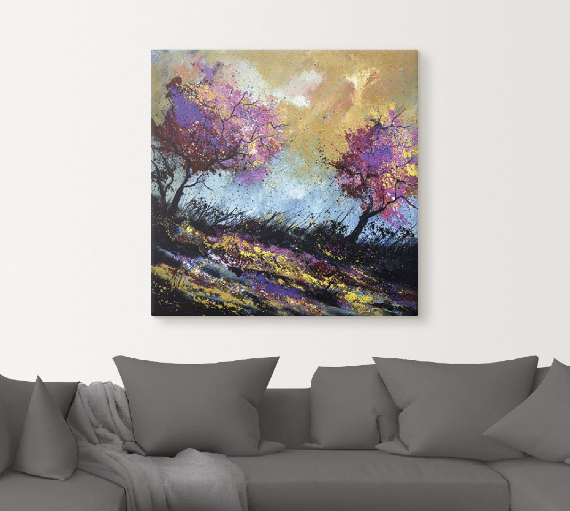 Artland Leinwandbild Herbst-Eichen, Wiesen & Bäume (1 St), auf Holzrahmen gespannt