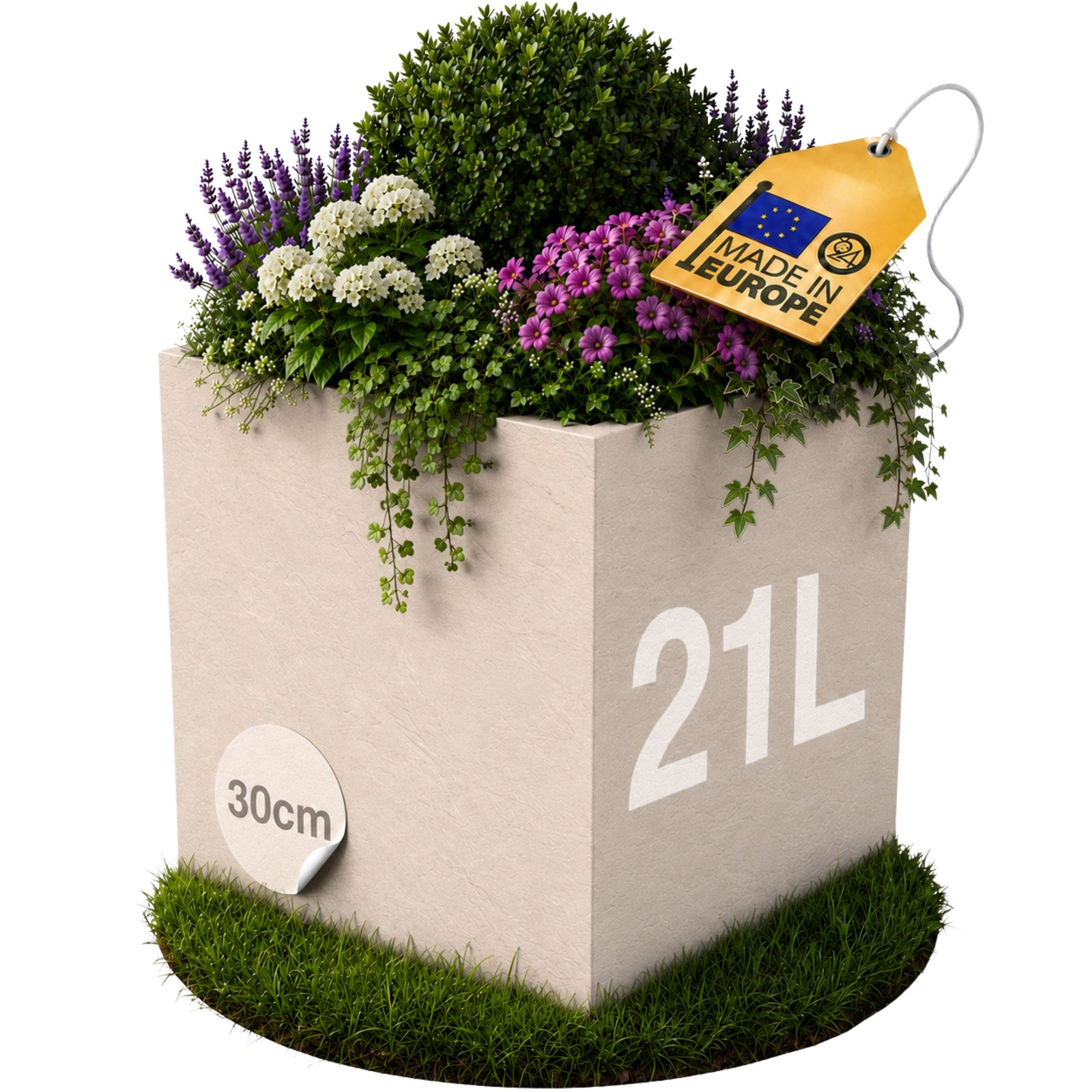 ONDIS24 Pflanzkübel Vulkan, 21L, Blumenkasten quadratisch, mit Wasserspeicher, robuster Kunststoff, UV - und witterungsbeständig
