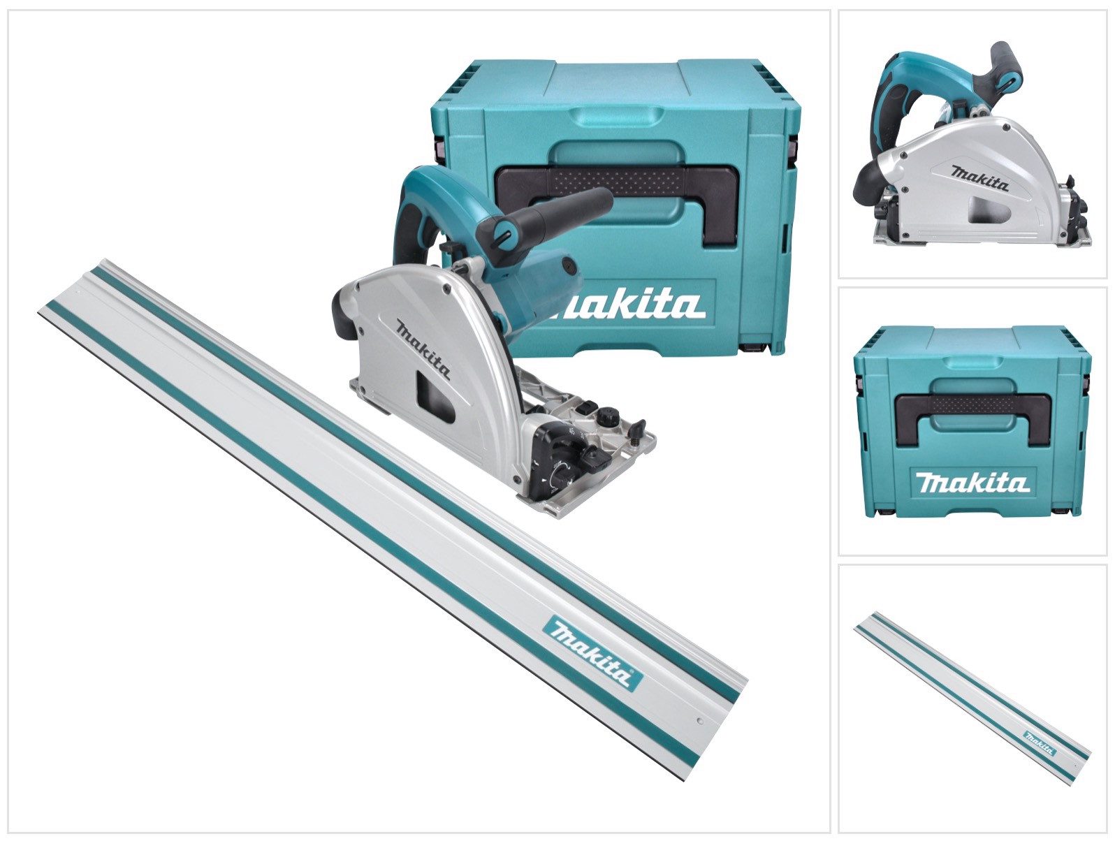 Makita Kompakt-Handkreissäge SP 6000 J1 Tauchsäge 1300 W 165 mm + Führungsschiene 1400 mm + Makpac