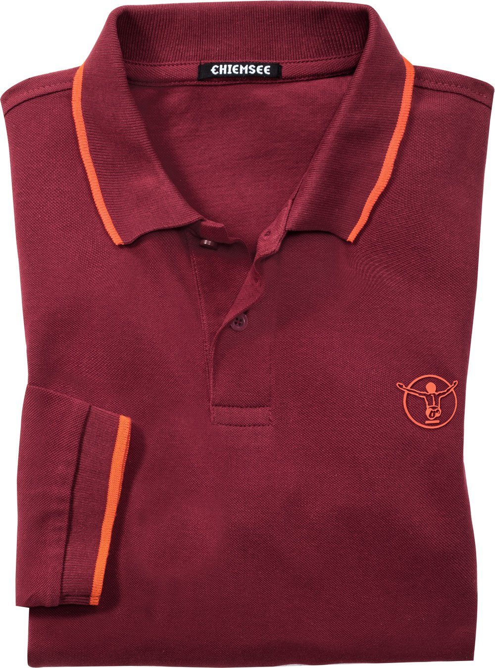 Baumwoll-Piqué Chiemsee bordeaux Langarm-Poloshirt formstabilem aus
