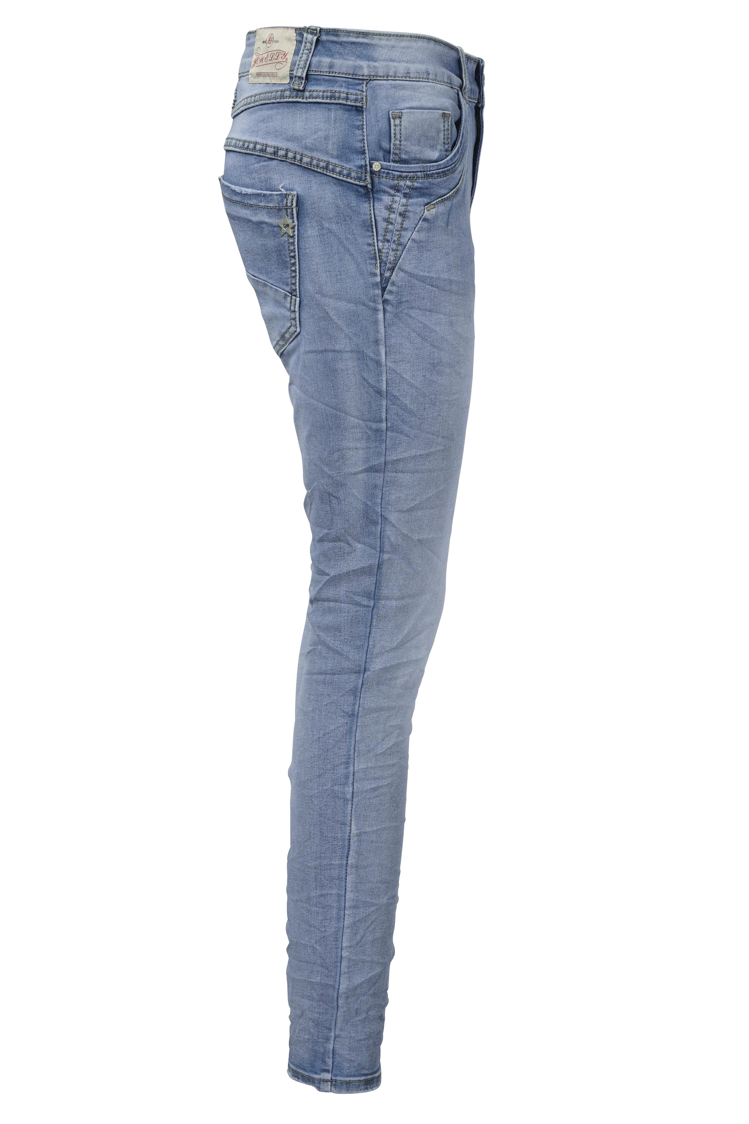 Jeans Boyfriend Regular-fit-Jeans Jewelly Stretch Five-Pocket-Jeans -Cut