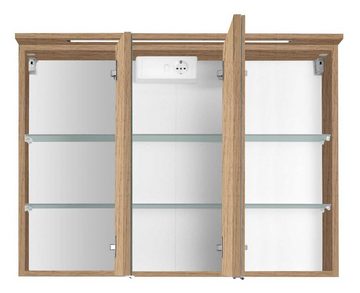 HELD MÖBEL Spiegelschrank MULTI, B 80 cm, Wotan Eiche Dekor, mit LED-Kranzbodenbeleuchtung