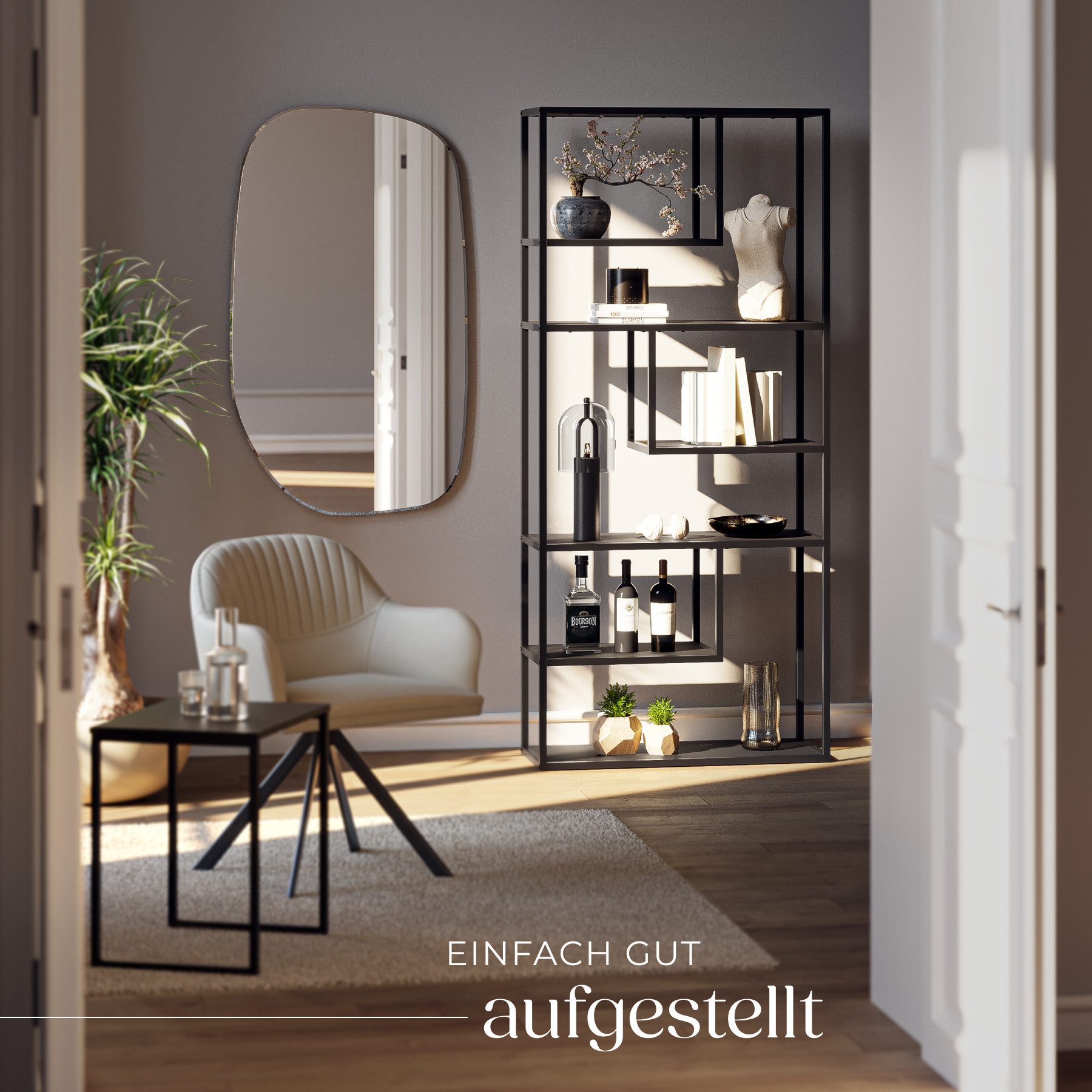 tectake Bücherregal Standregal, Set 1-tlg., Industrial Look