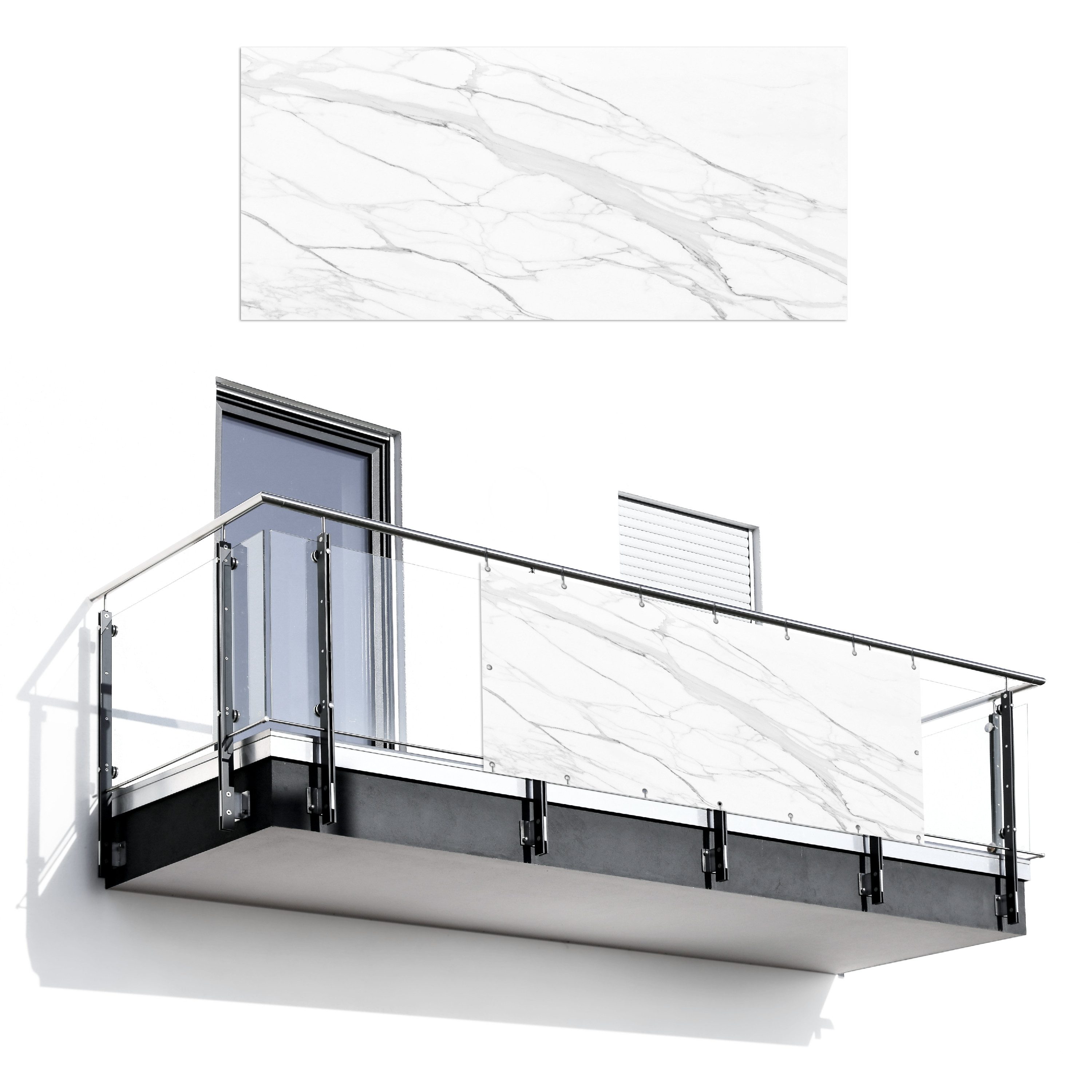 MuchoWow Balkonsichtschutz Marmor - Weiß - Linie - Muster - Luxus - Marmoroptik (1-St) Balkon Sichtschutz 90x200, Windschutz für Zaun PVC, 200x90 cm