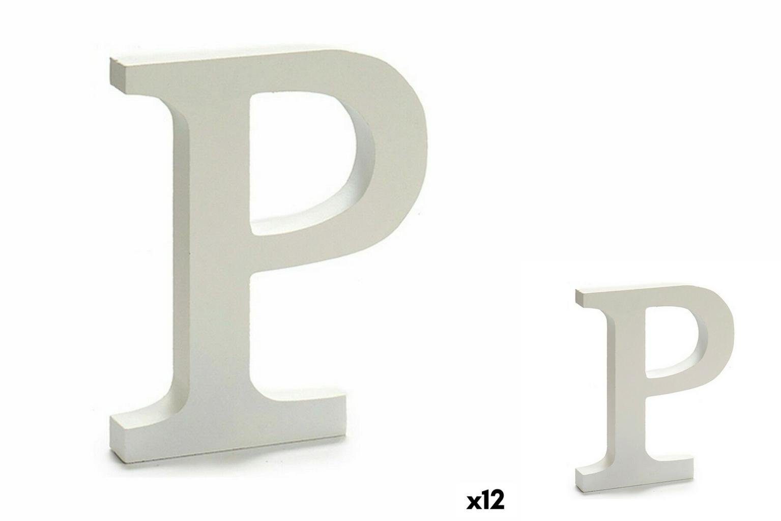 Pincello Dekoobjekt Buchstabe P Holz Weiß 1,8 x 21 x 17 cm 12 Stück