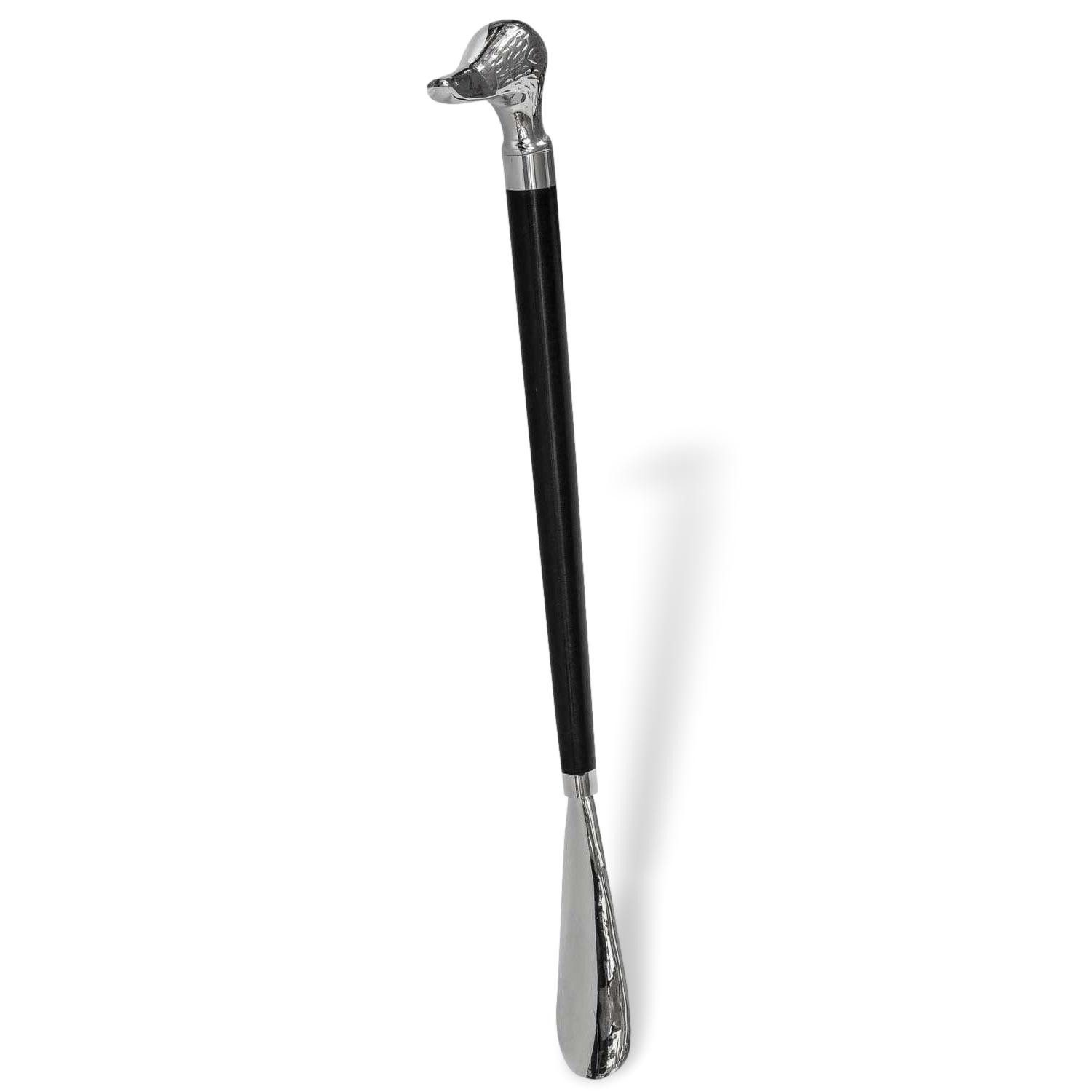 Dekoobjekt Schuhanzieher Ente Schuhlöffel Metall Vogel silber im Antik-Stil - 48c