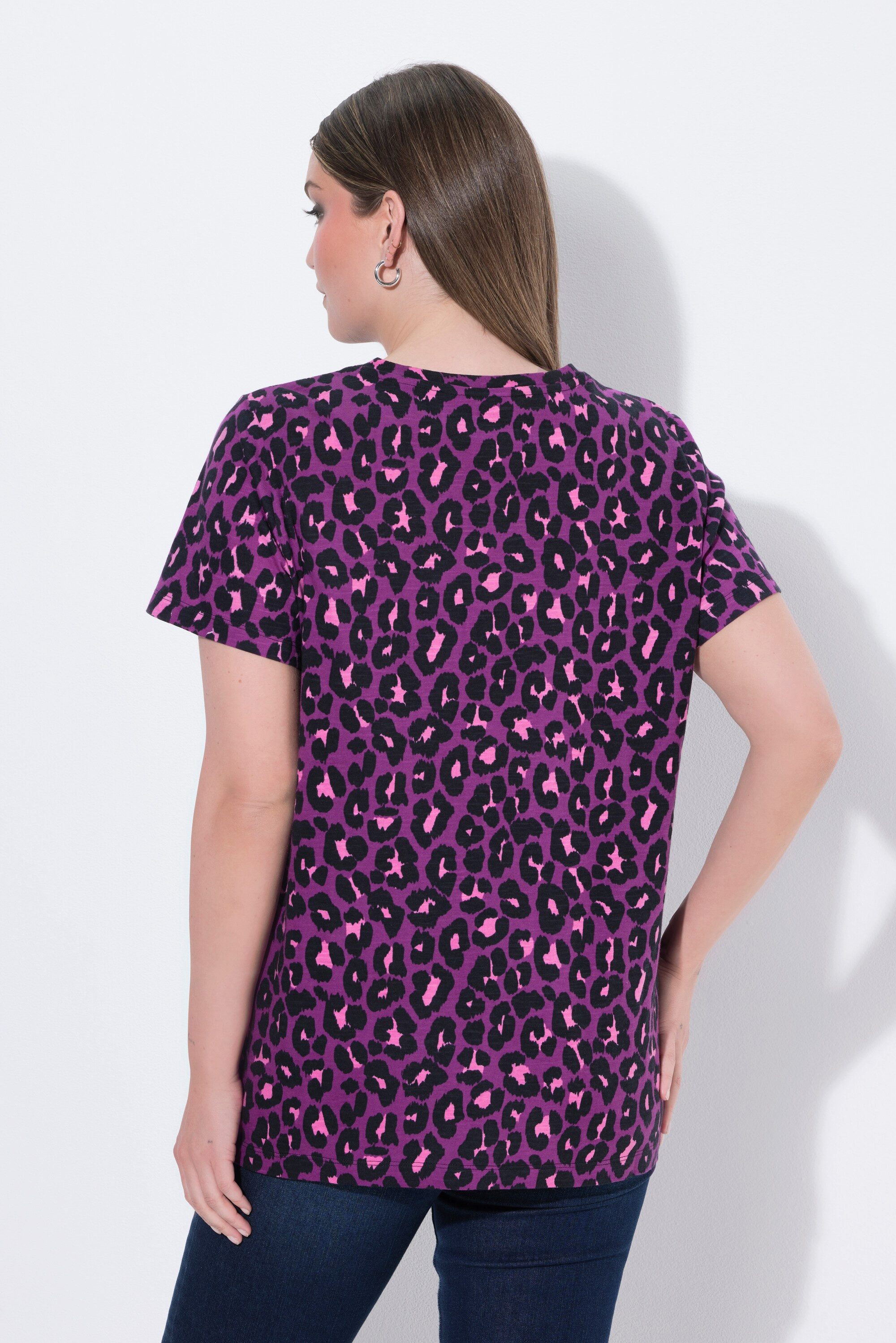 Ulla Popken T-Shirt T-Shirt Leomuster Hirsch Rundhals Halbarm
