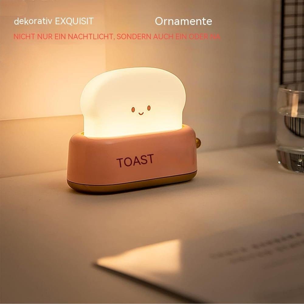 MOUTEN Nachtlicht Toaster Gelb mit niedliche Dekoration Smiley-Toast, wiederaufladbar, Licht