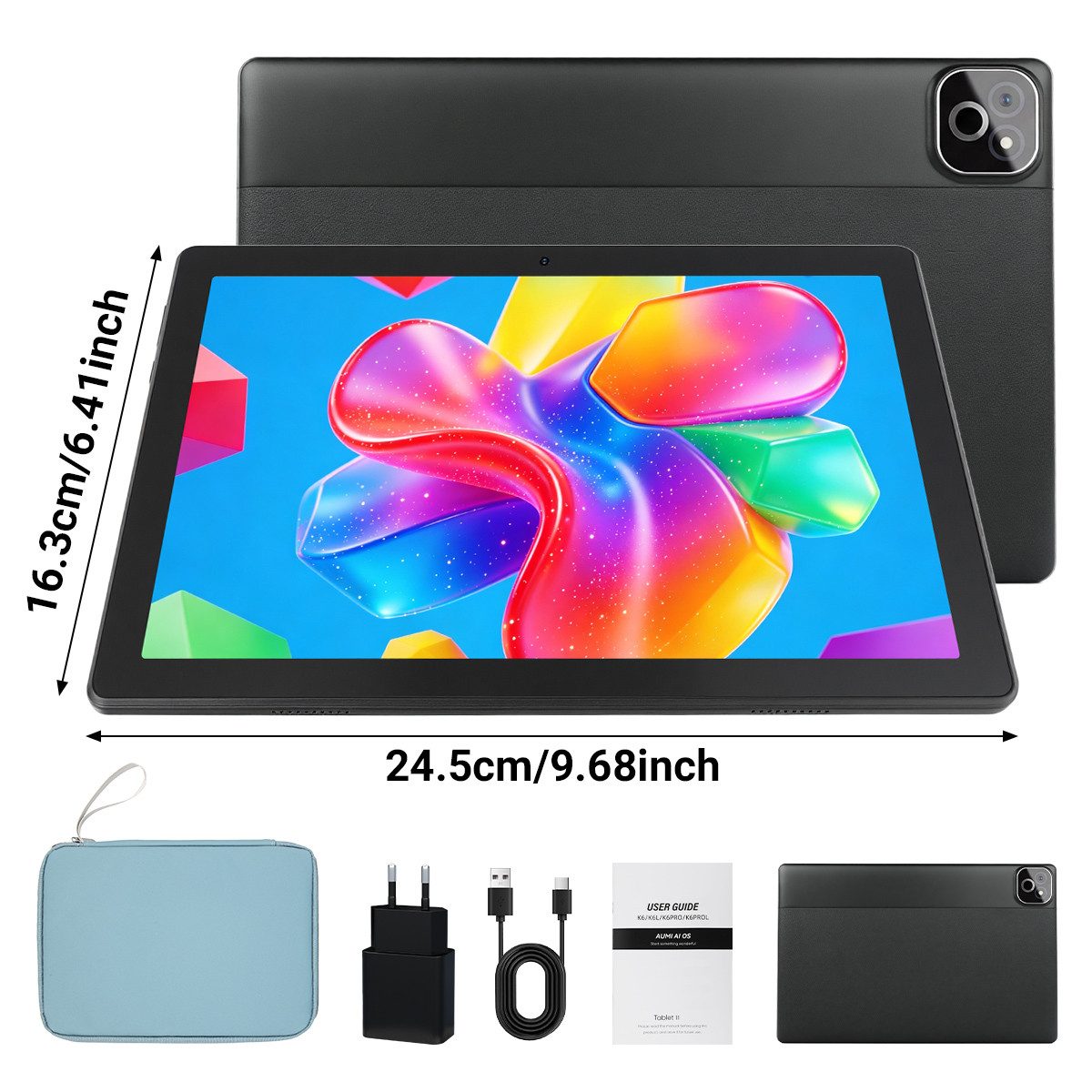 Happybe 10 Zoll Android 16 Octa-Core 36(6+30)GB RAM 256GB 6000 mAh HD 1280×800 Tablet (10.1", 256 GB, Android) – Bild 3 von 3