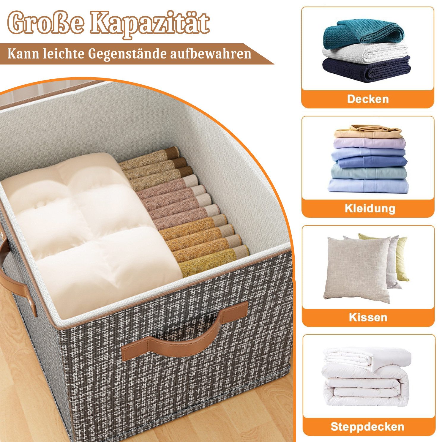 Coonoor Aufbewahrungsbox Vliesstoff Aufbewahrungsbox, Kleiderschrank Organizer, Faltbare Aufbewahrungsbox, Reißverschluss-Aufbewahrungsbox mit Deckel