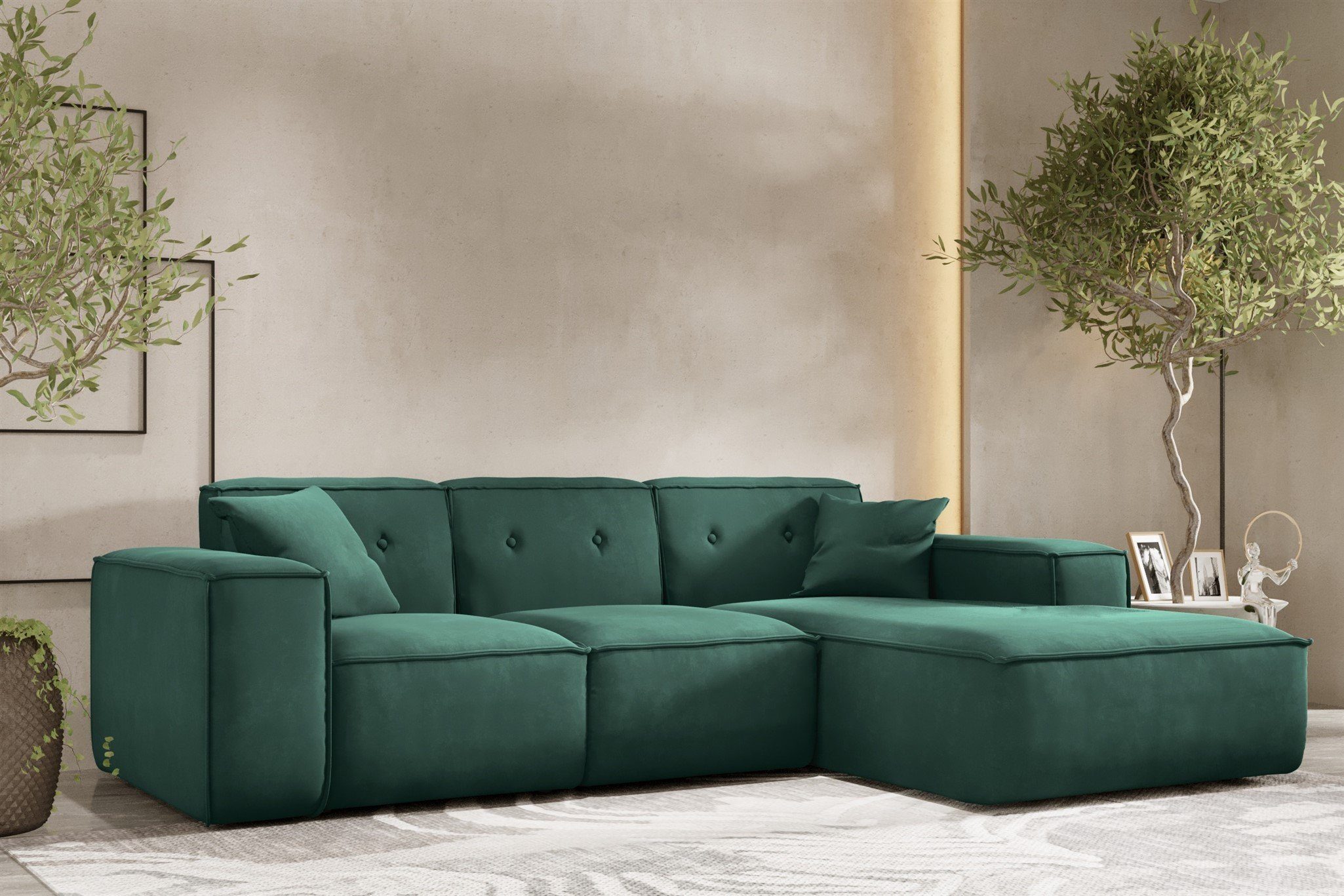 oder 2 Links Stoff, Rechts CESINA Designersofa Fun inkl. Ecksofa in Zierkissen, Möbel mane Rundumbezug