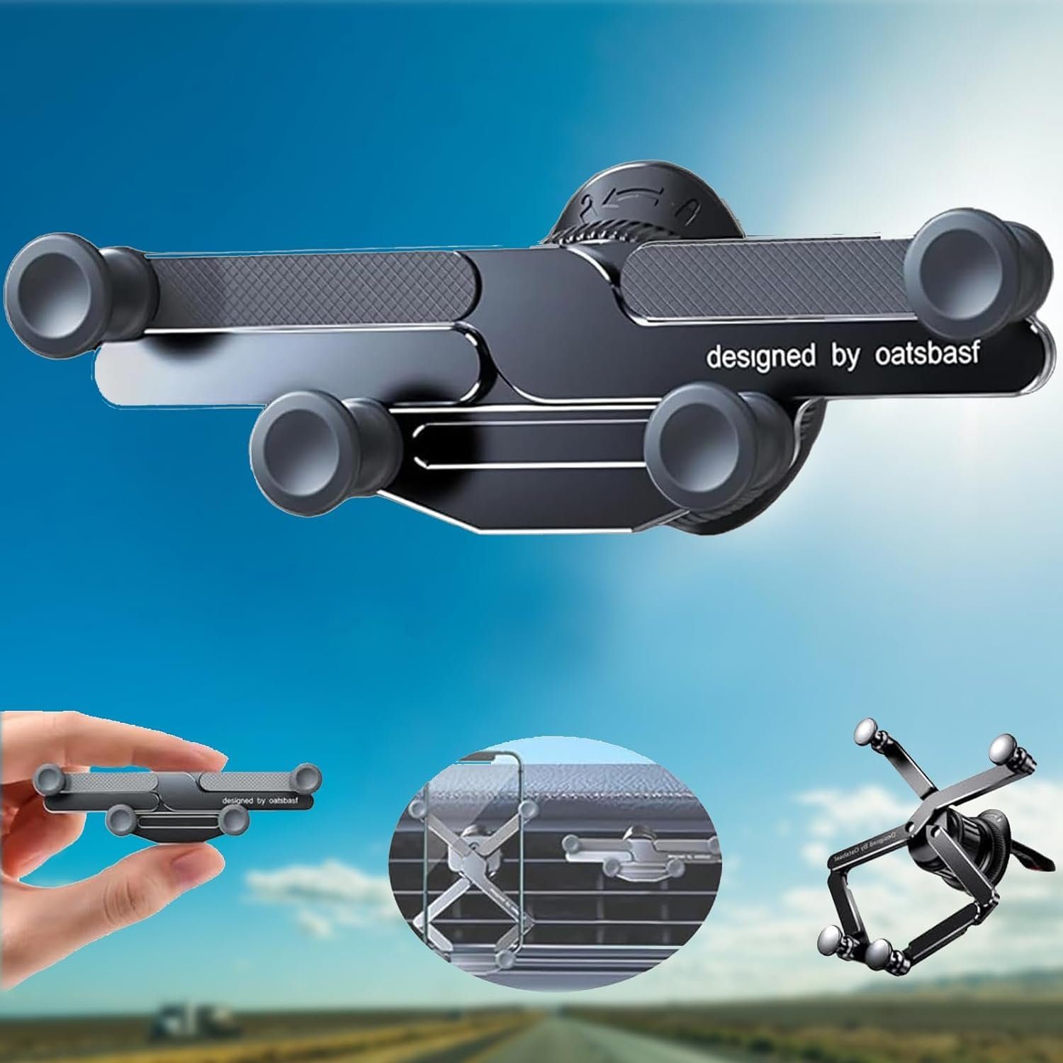 CALIYO Handyhalterung Auto Hakenclip KFZ Handy Halterung Auto 360° Drehbar  Smartphone-Halterung, (Drehbar Lüftung EIN-Knopf-Release für iPhone Android  Smartphone)