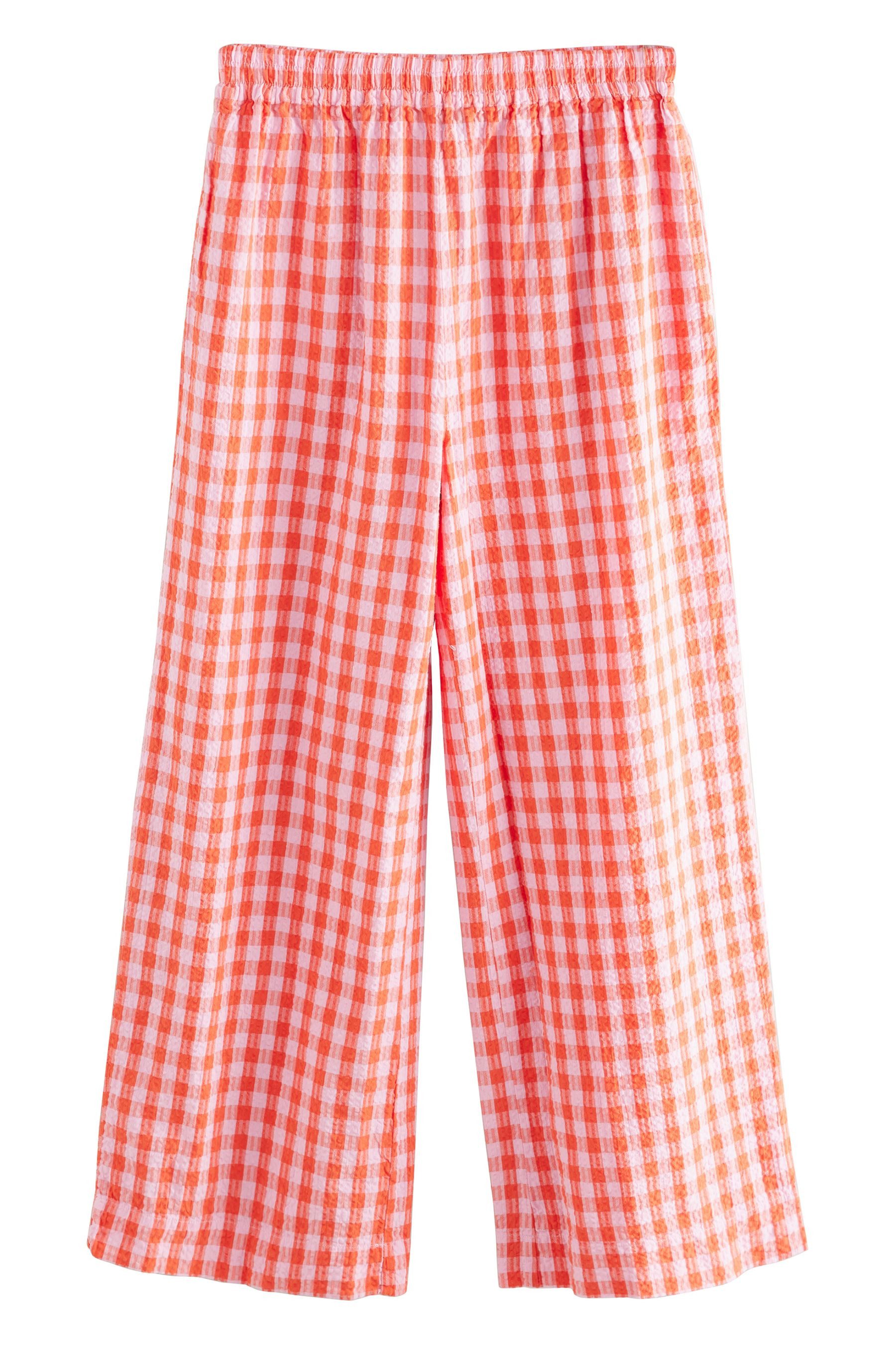 Next Palazzohose Strukturierte Hose mit weitem Bein und Vichykaros (1-tlg) günstig online kaufen