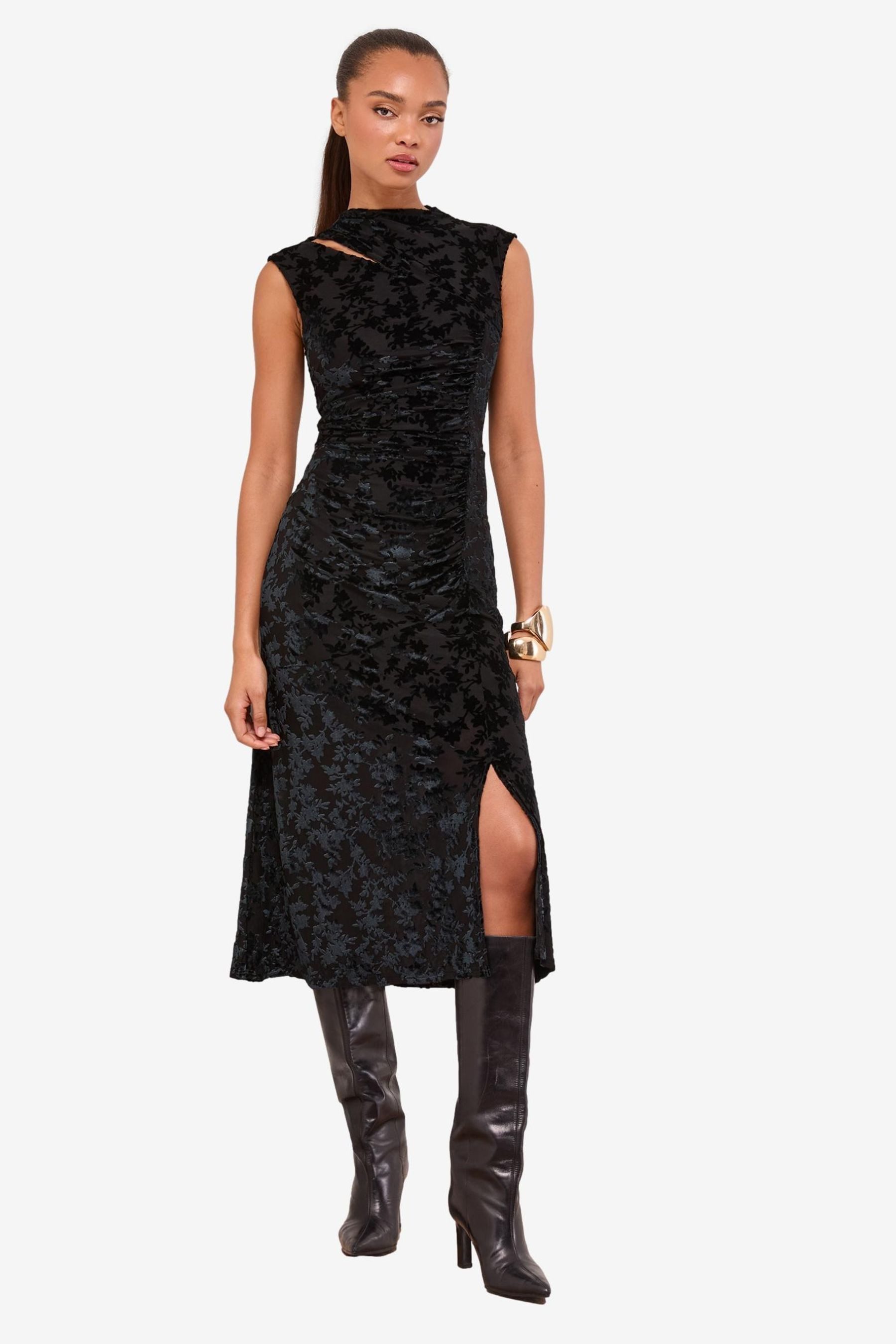 Midikleid Lipsy Ärmelloses Devore-Midikleid, tailliert