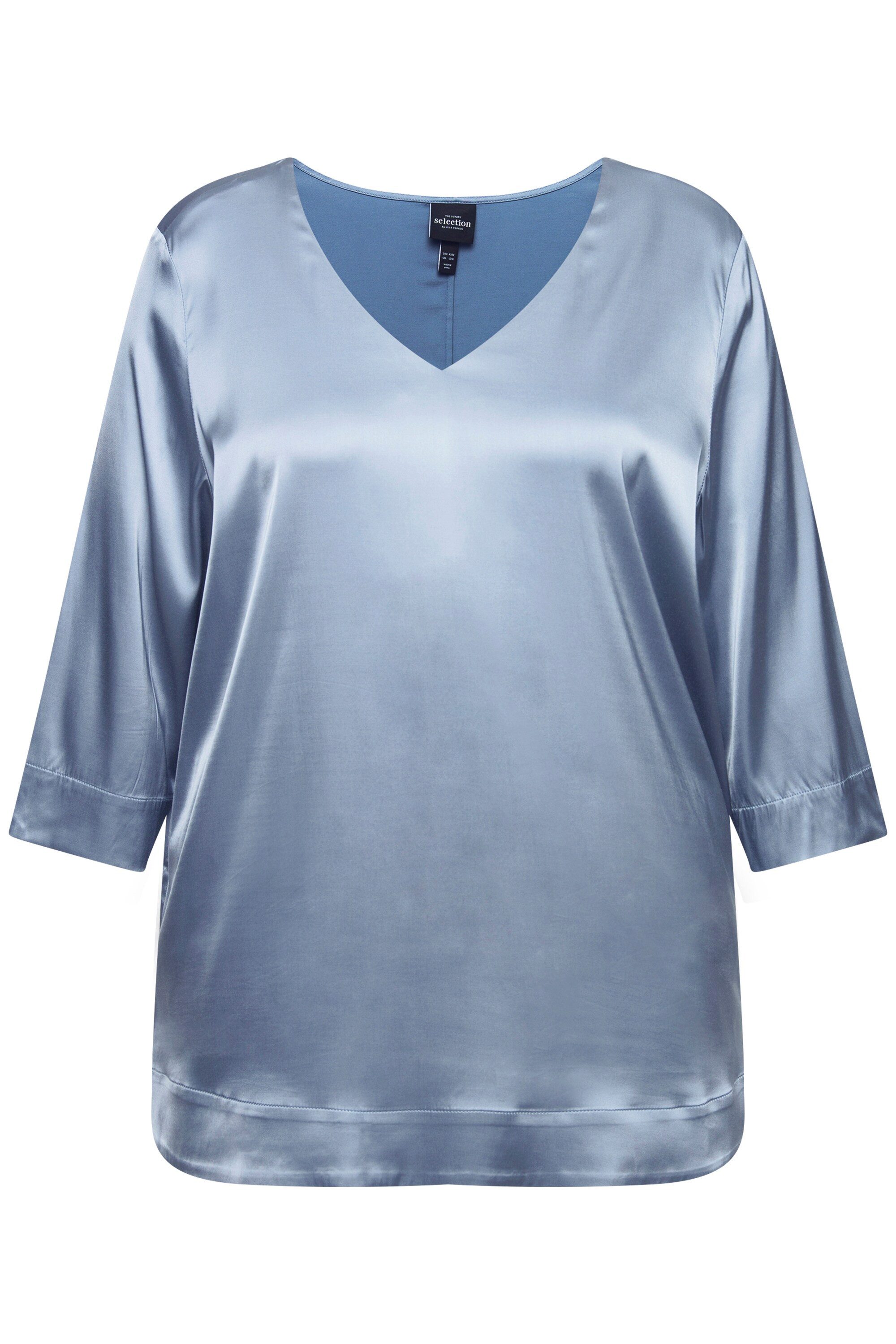 Ulla Popken Druckbluse Blusenshirt Satin Boxy günstig online kaufen