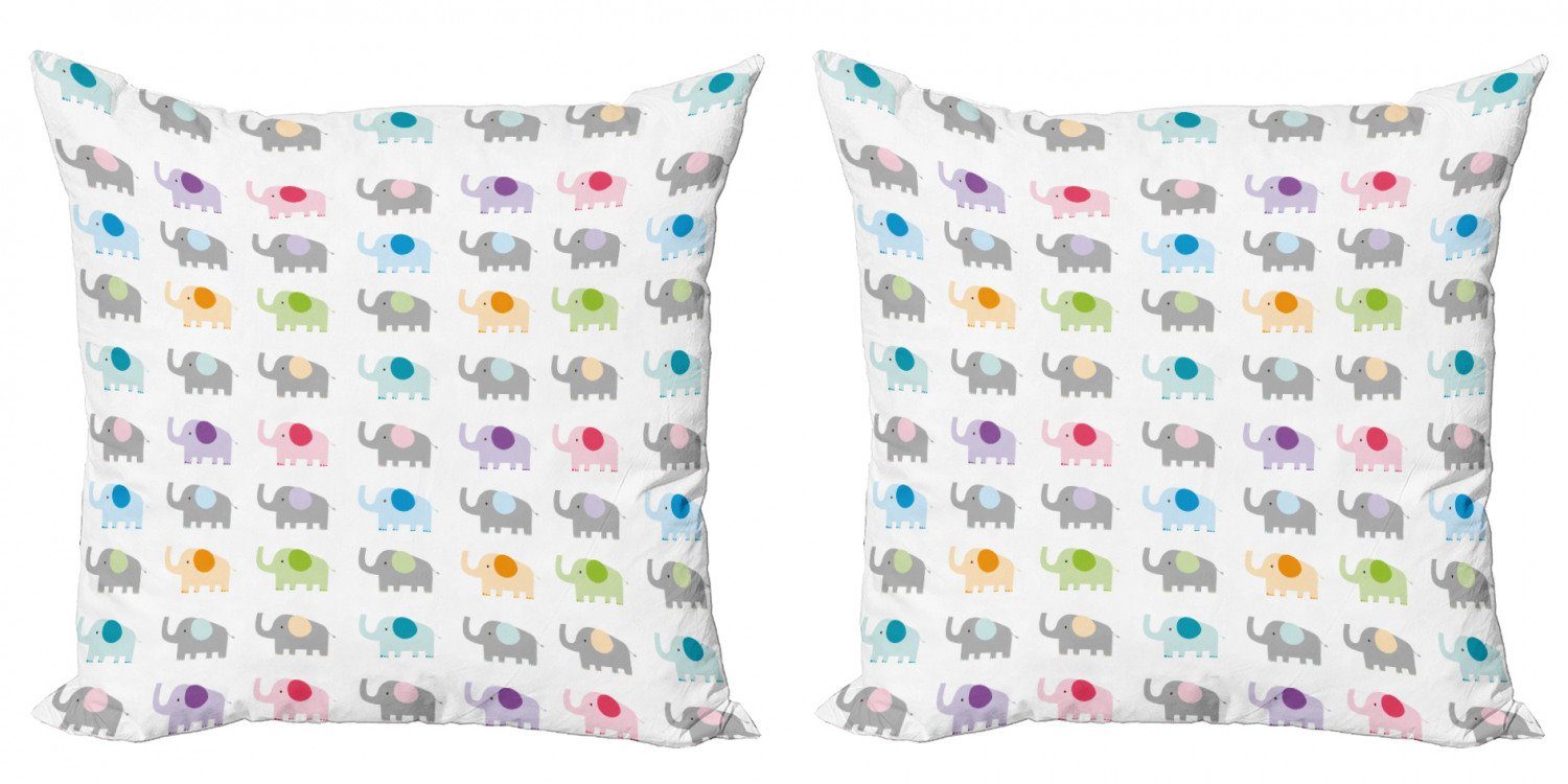 Kissenbezüge Modern Accent Doppelseitiger Digitaldruck, Abakuhaus (2 Stück), Kindergarten Bunte Fun Elefanten