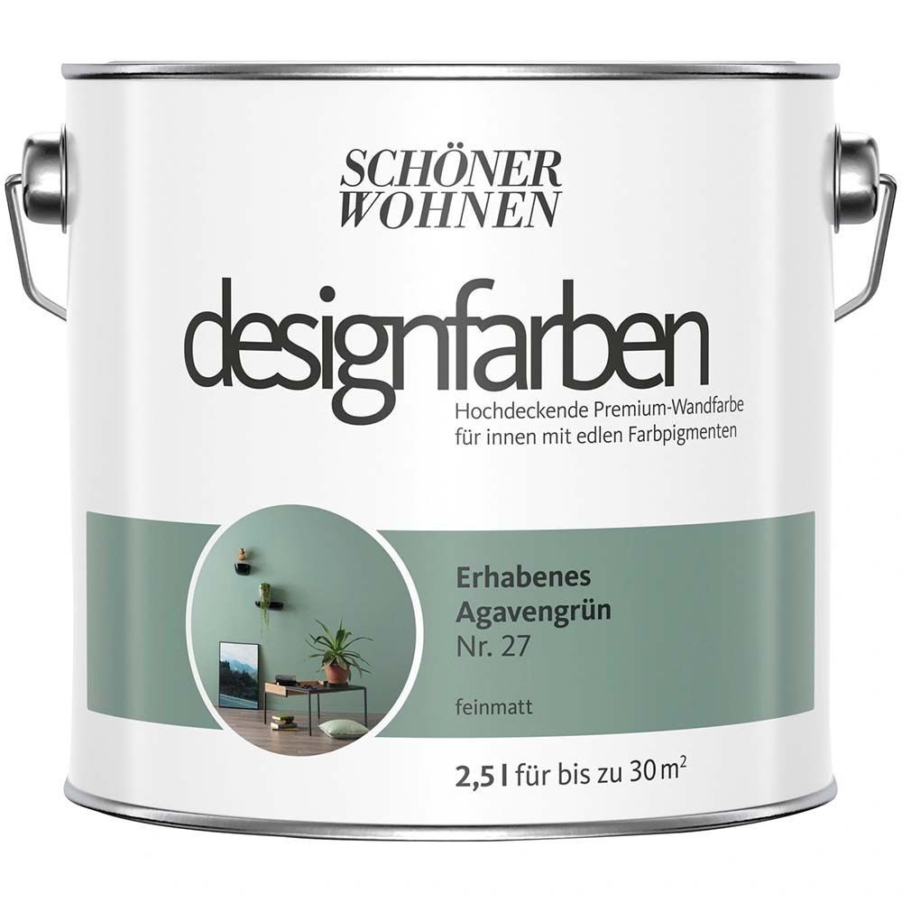 SCHÖNER WOHNEN FARBE Wandfarbe Schöner Wohnen Designfarben 2,5 Ltr. Erhabenes Agavengrün Nr. 27