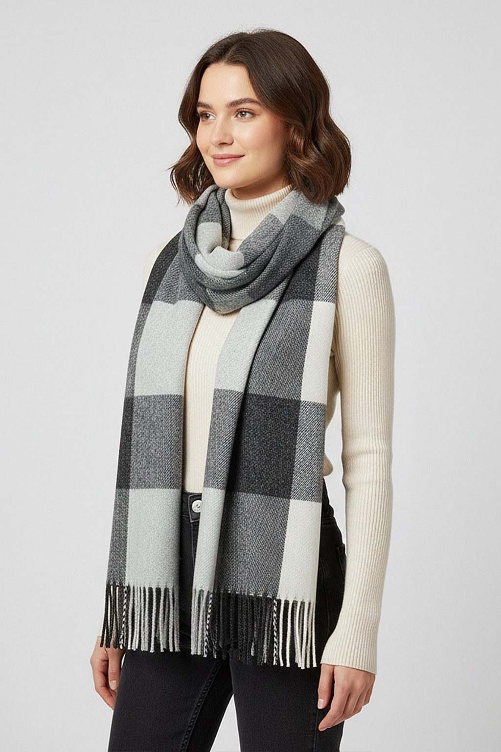 Faera Modeschal Weicher Strick Schal mit Fransen - Stilvoller Winter Halswä günstig online kaufen