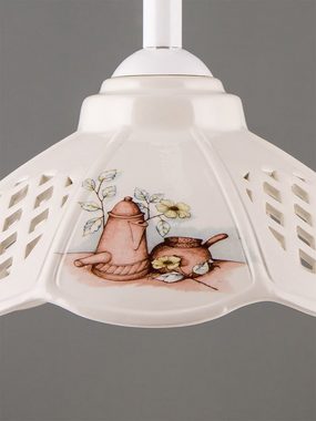 Helios Leuchten Pendelleuchte Küchenlampe Keramik weiß, Keramiklampe, Hängelampe, für Esszimmer Küche Esstisch, Deckenlampe hängend höhenverstellbar