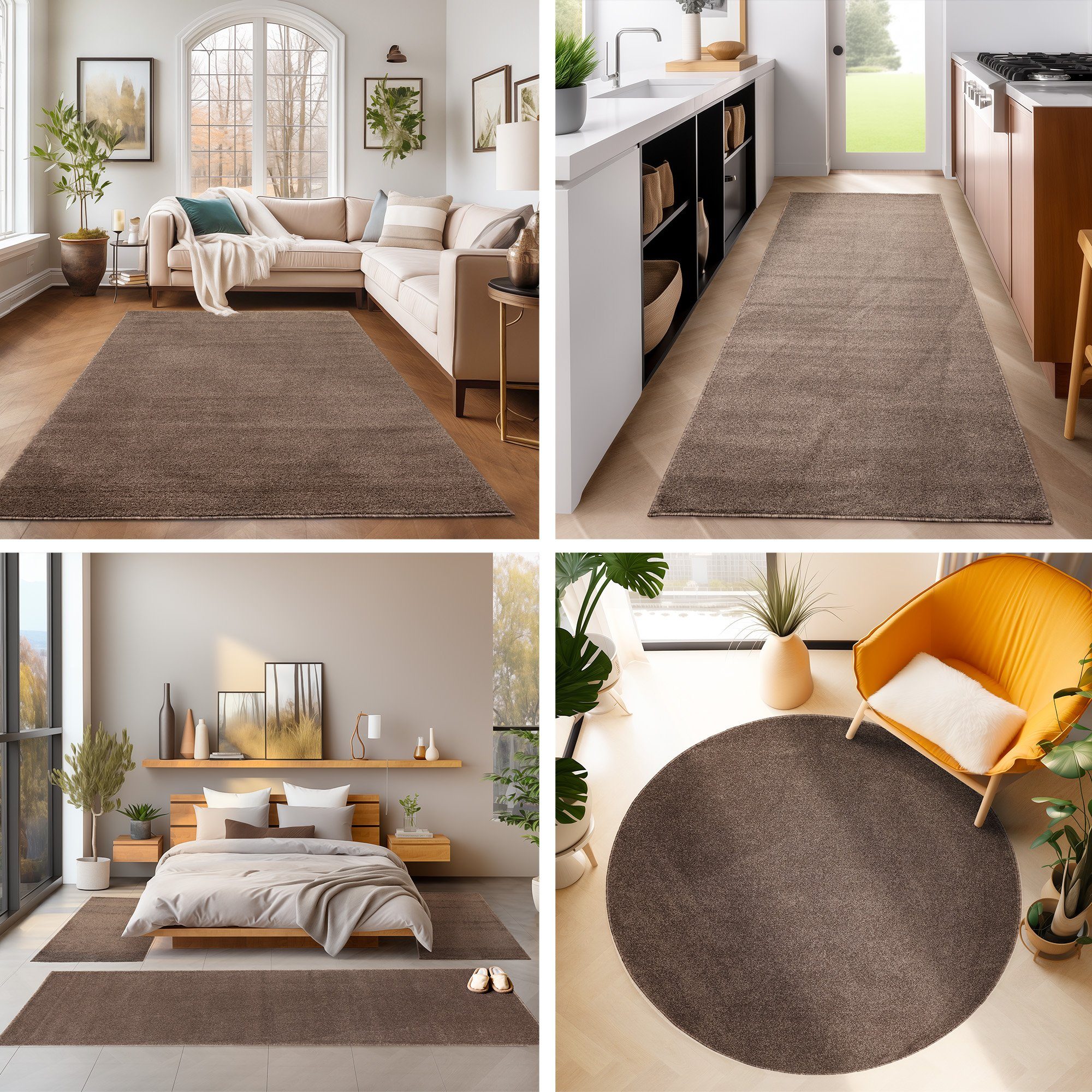 SIMPEX24 Teppich Unicolor - Einfarbig, Rund, Höhe: 11 mm, Einfarbig Kurzflo günstig online kaufen