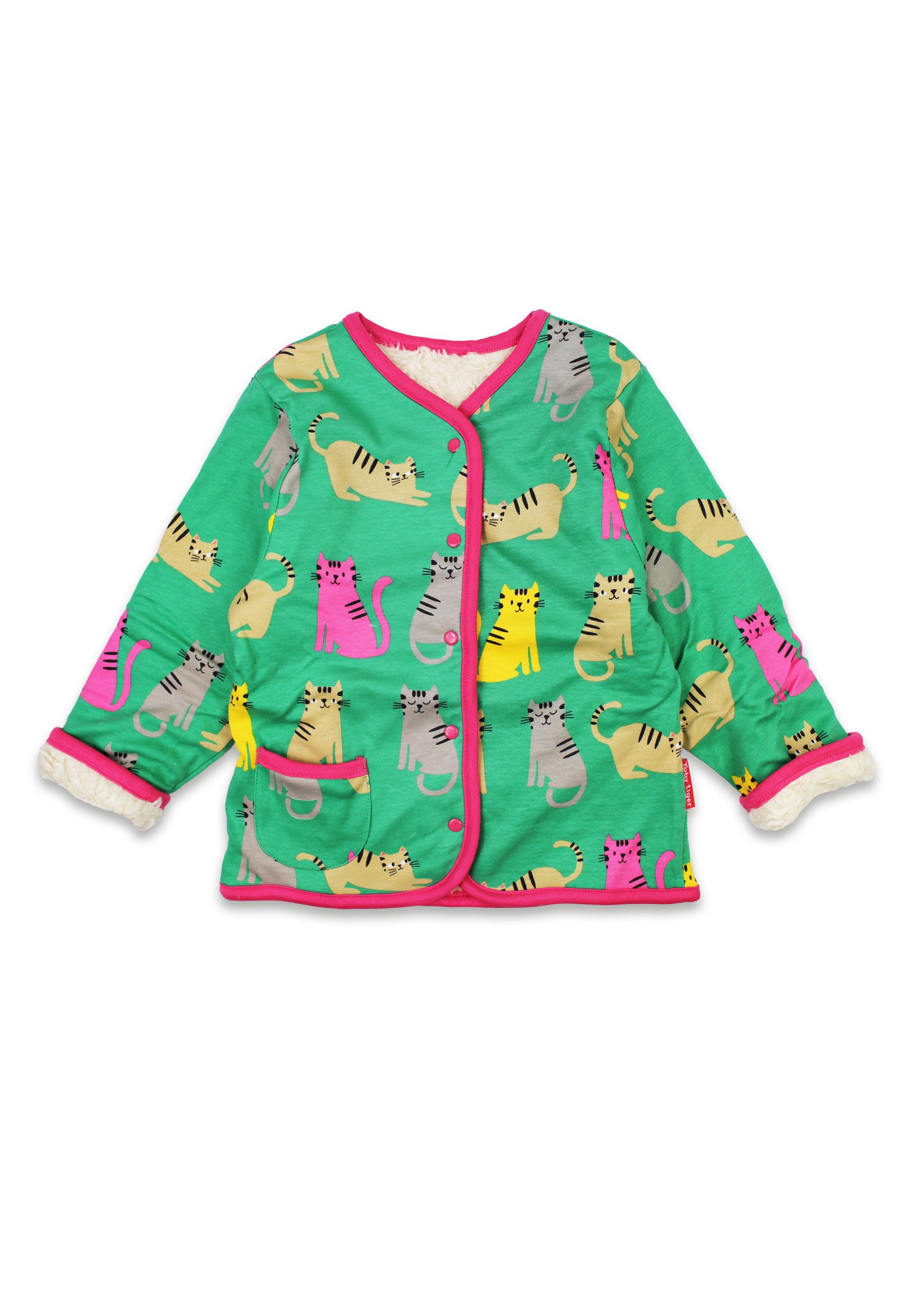 Toby Tiger Fleecejacke Jacke zum Wenden mit Kätzchen Print