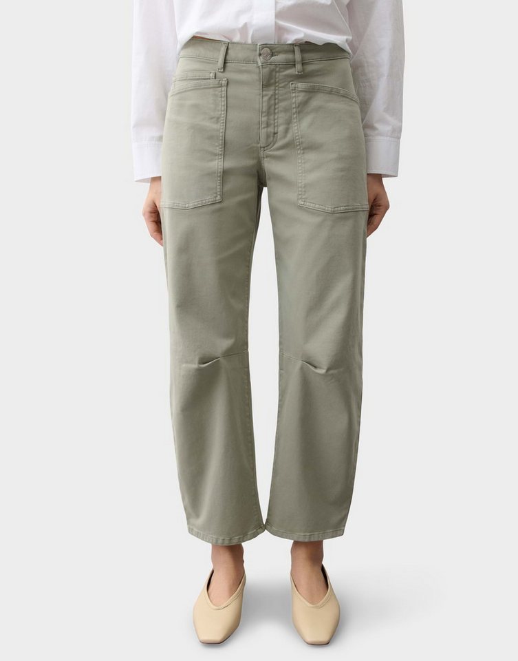OPUS PANTS Relax-fit-Jeans Lisana vibrant aus weichem Satin Ovale Beinform mit Cargotaschen und Abnäher am Knie
