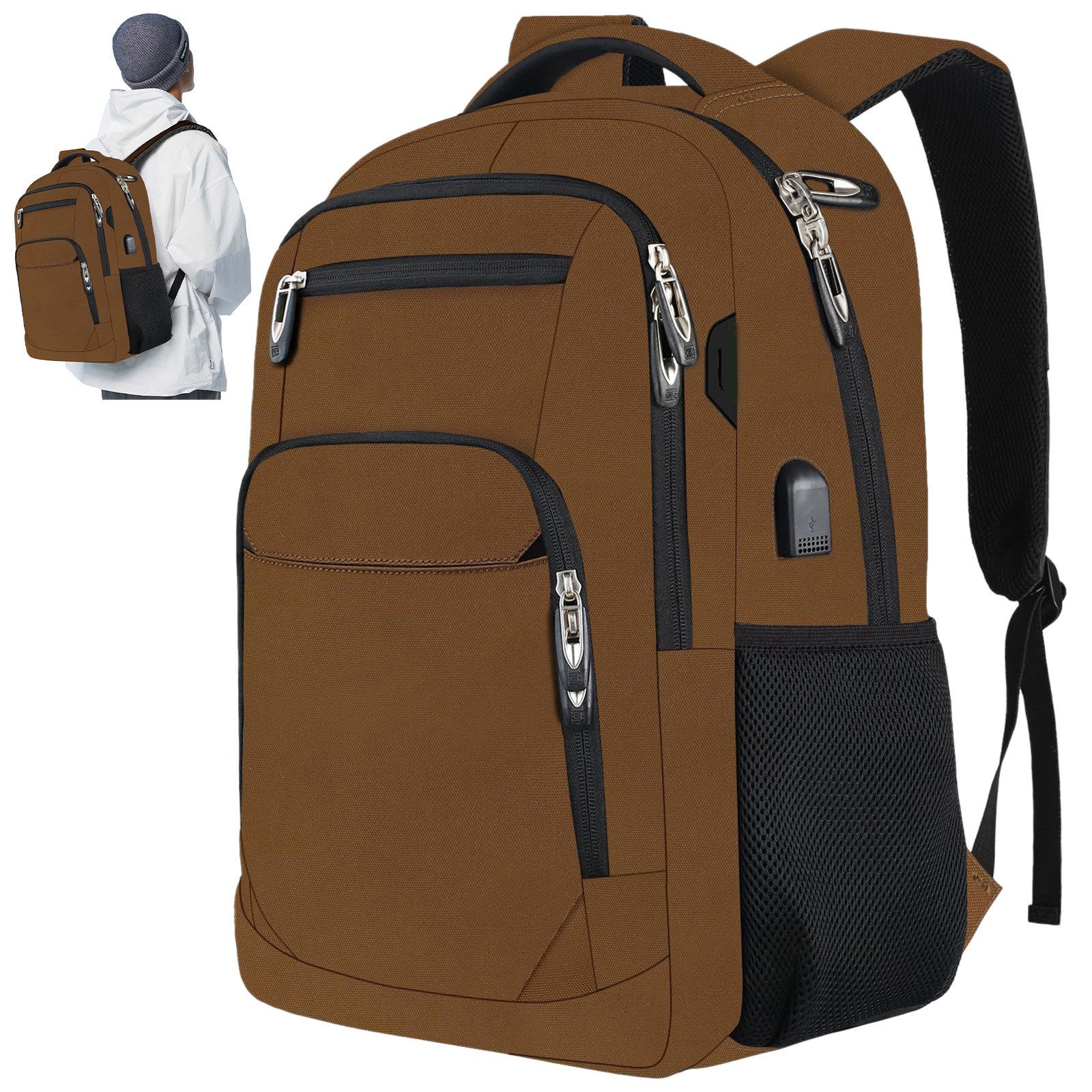 REDOM Laptoprucksack Laptop Rucksack Rucksäcke Schulrucksack Wasserbeständig Laptoptasche (Laptop Notebook Tasche Schule Uni Rucksack, 1-tlg., Sportrucksack, mit USB-Anschluss, Anti-Diebstahl, Backpack mit Laptopfach), fur Herren Damen Jungen Teenager Freizeit Arbeit Business Reisen