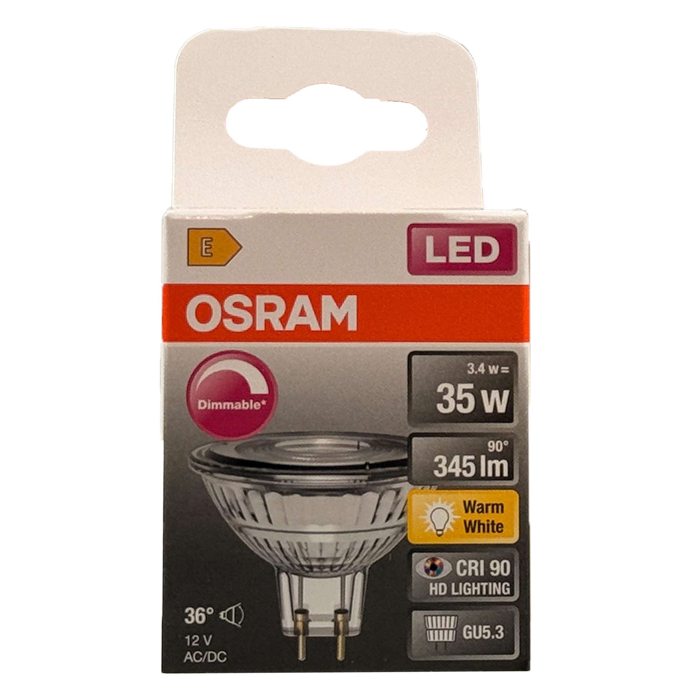 Osram LED-Leuchtmittel Osram LSMR16D3536 LED MR16 – Dimmbar, Warmweiß (6er-Pack), 6 St.