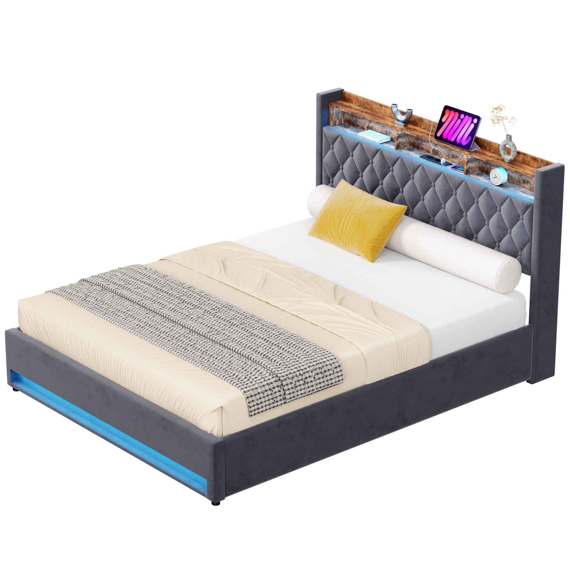 OKWISH Polsterbett Funktionsbett Stauraumbett (Luxuriöses Polsterbett günstig online kaufen