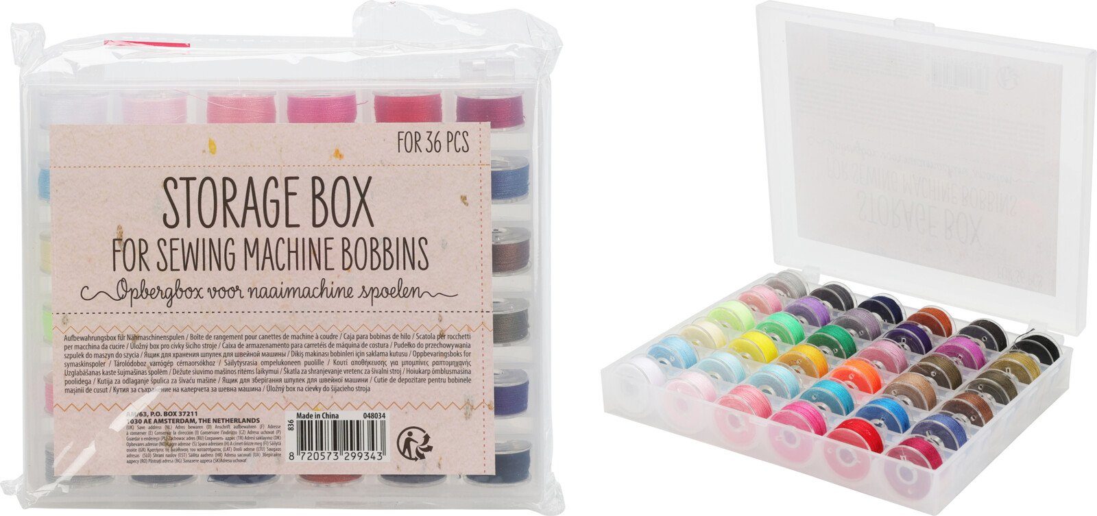Koopman Nähspulenbox Bunt 14x12cm 36 Spulen Nähgarn, (Stück, 1-St., Packung), Nähset, Kunststoff, Zubehör Nähmaschine, Schatuelle – Bild 3 von 3