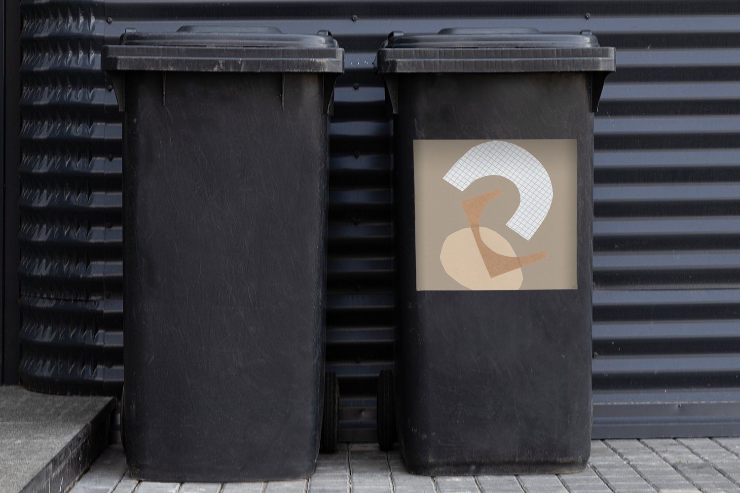 MuchoWow Wandsticker Abstrakt - Formen Container, Abfalbehälter Pastell - (1 - Sticker, Mülleimer-aufkleber, Mülltonne, Quadrate St)