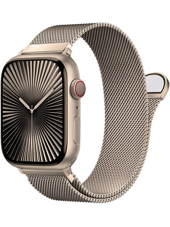 S&T Design Smartwatch-Armband Armband Edelstahl für Apple Watch Magnetisch Mesh Milanaise, Kompatibel mit Apple Watch 38 / 40 / 41/ 42 / 44 / 45 / 46 / 49 Metall