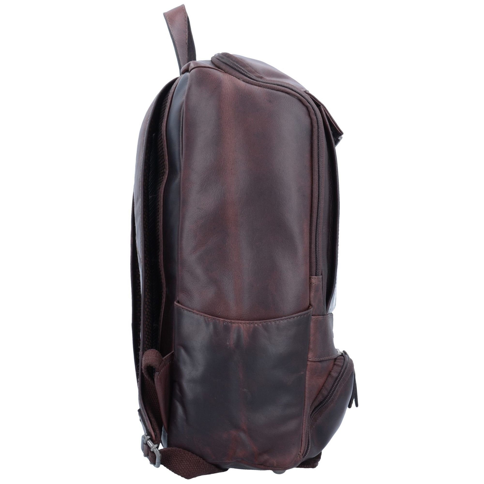 Laptoprucksack Brand Leder The brown Up, Wax Chesterfield Pull