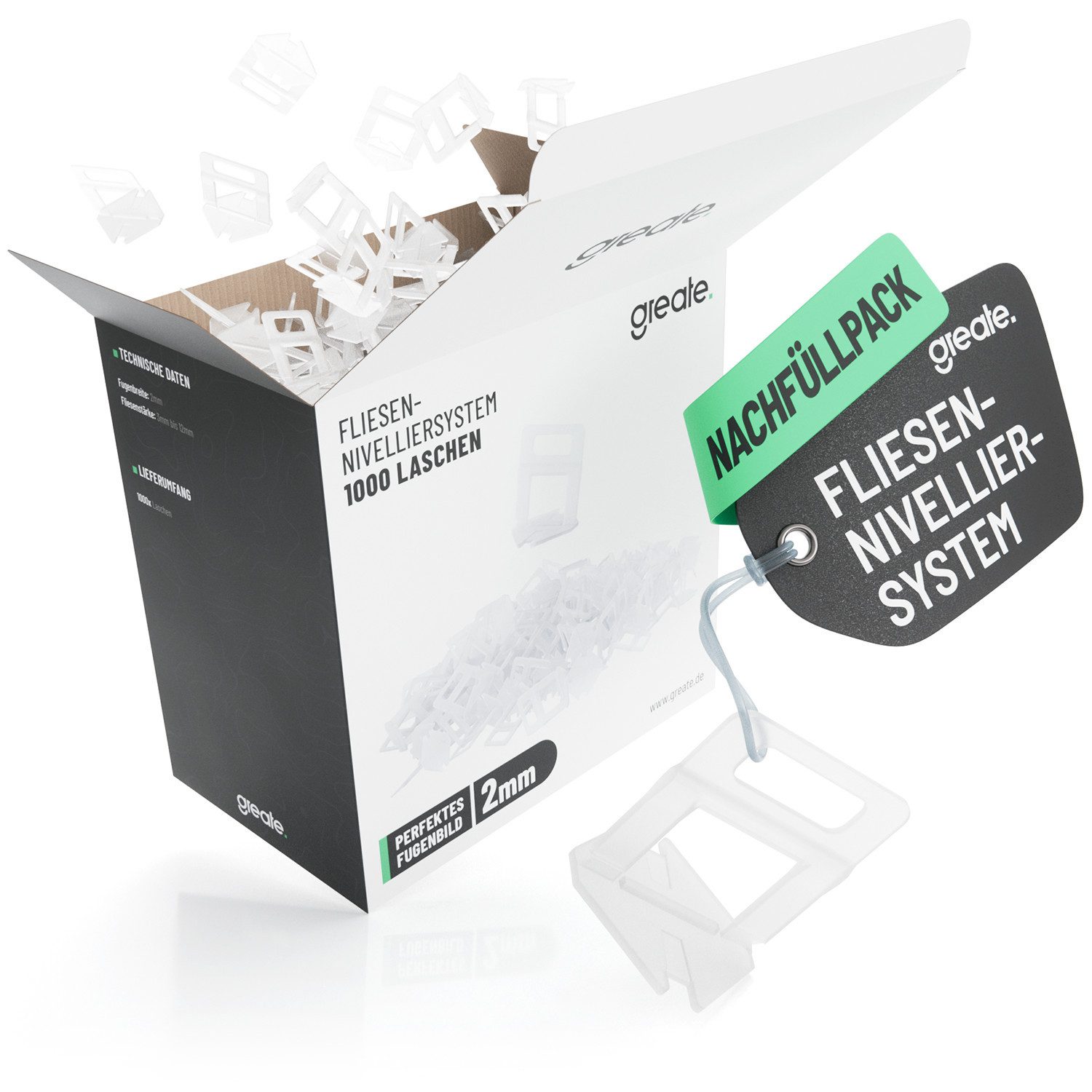 greate. Nivelliersystem 1000 Zuglaschen Fliesen Nivelliersystem 2mm - Flies günstig online kaufen