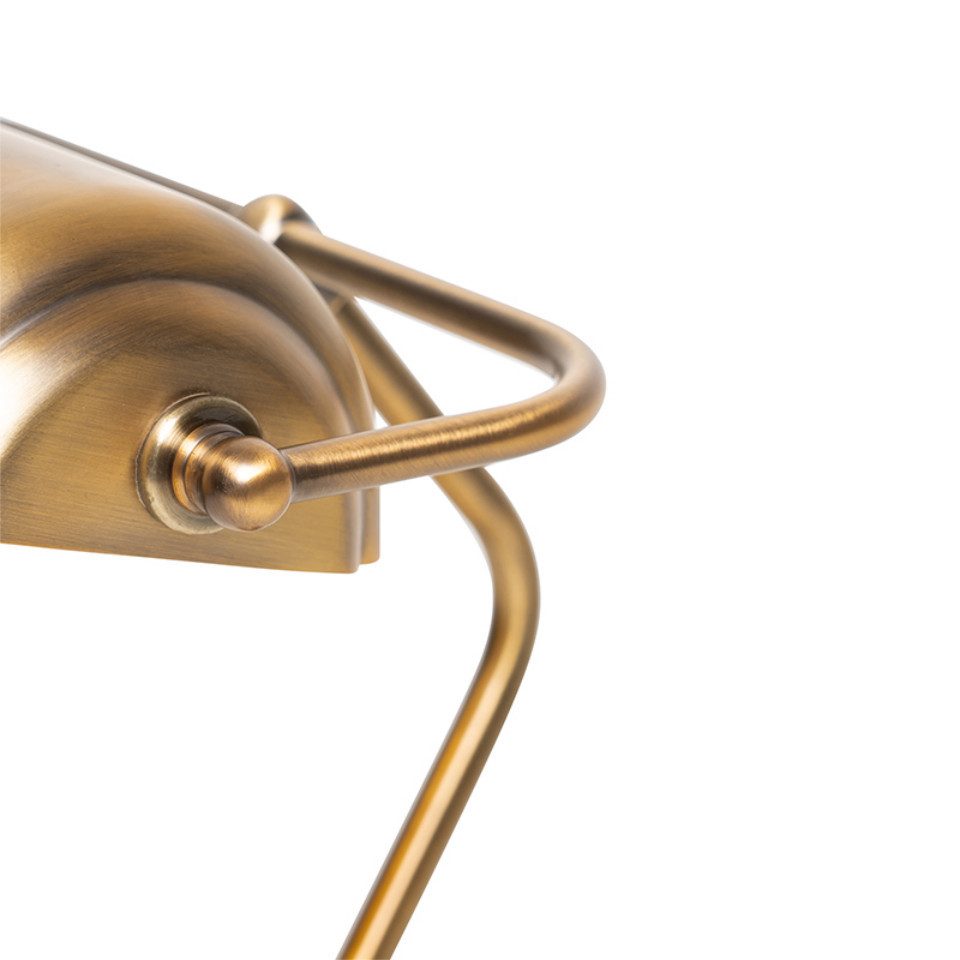 Qazqa LED Schreibtischlampe Banker, ohne Leuchtmittel, Warmweiß, QAZQA Büro lampe, e27, Bronze, Stahl, classic-antique