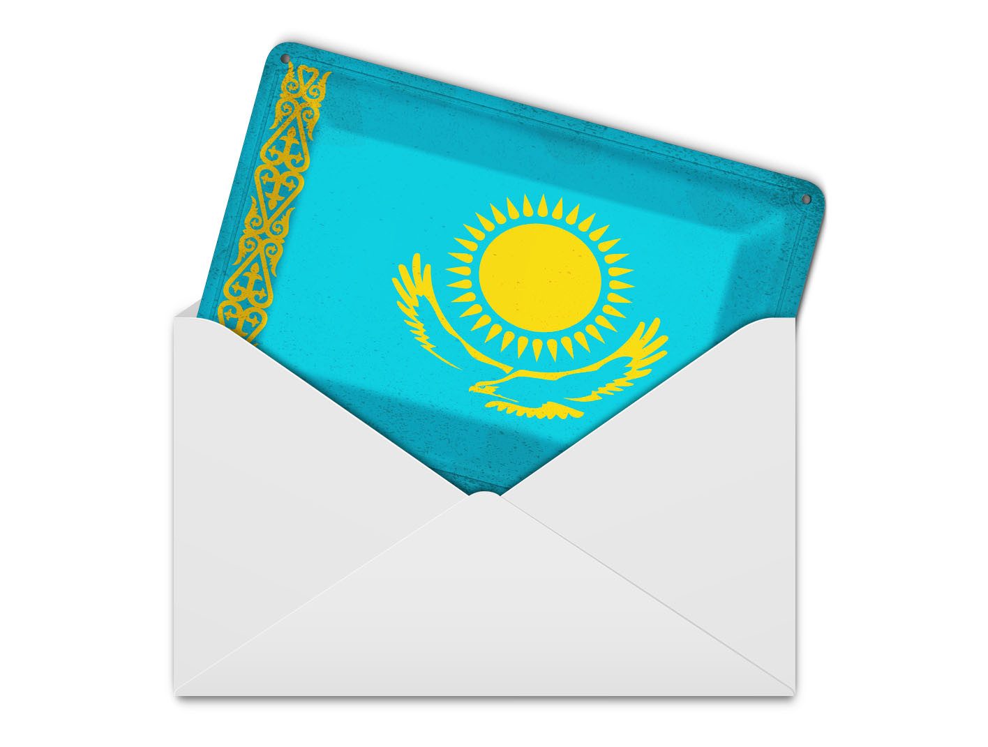 Femer GmbH Postkarte Flagge Kasachstan 14x10 cm Kazakhstan Vintage, unfrankiert