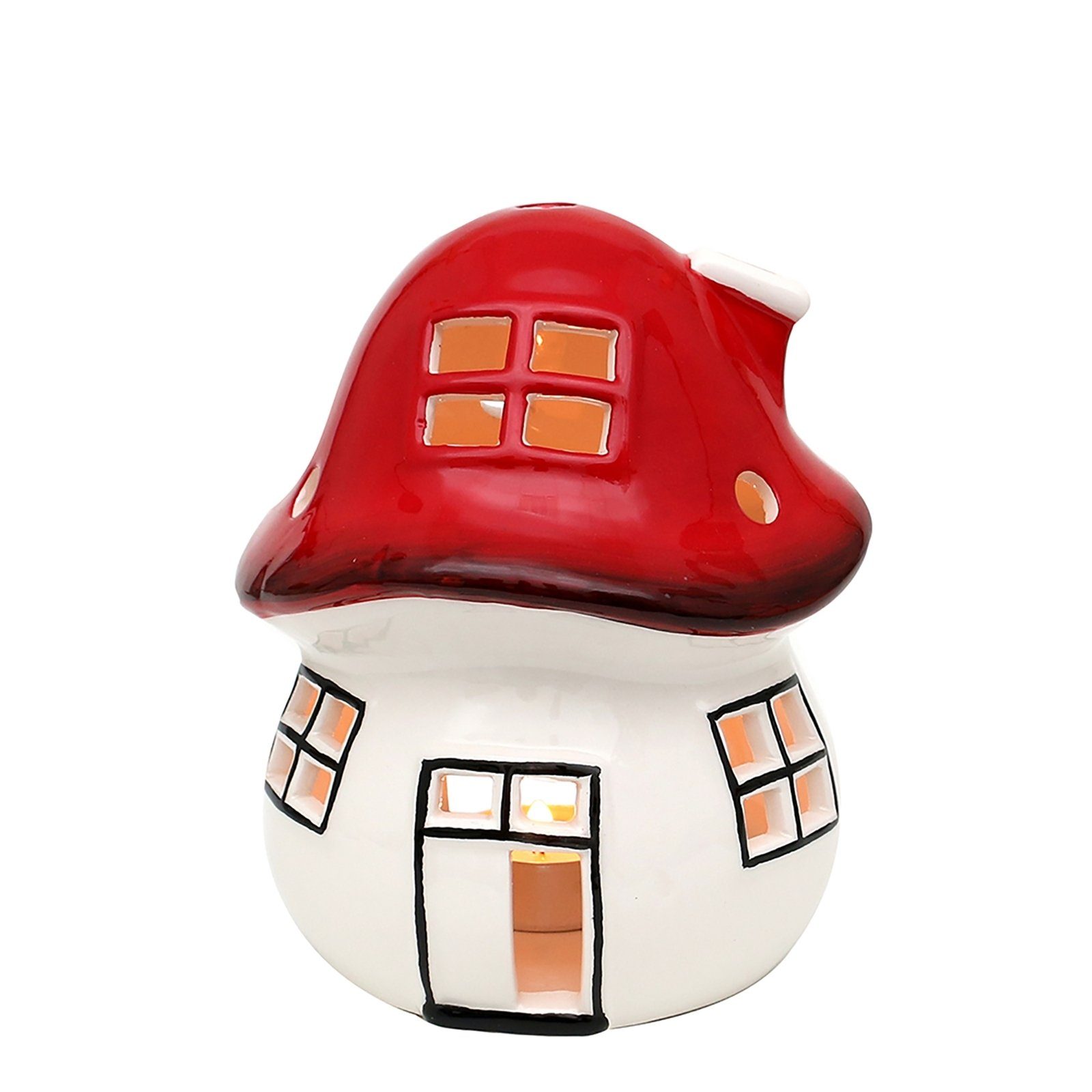 HTI-Living Windlicht Windlichthaus Fliegenpilz Keramik günstig online kaufen
