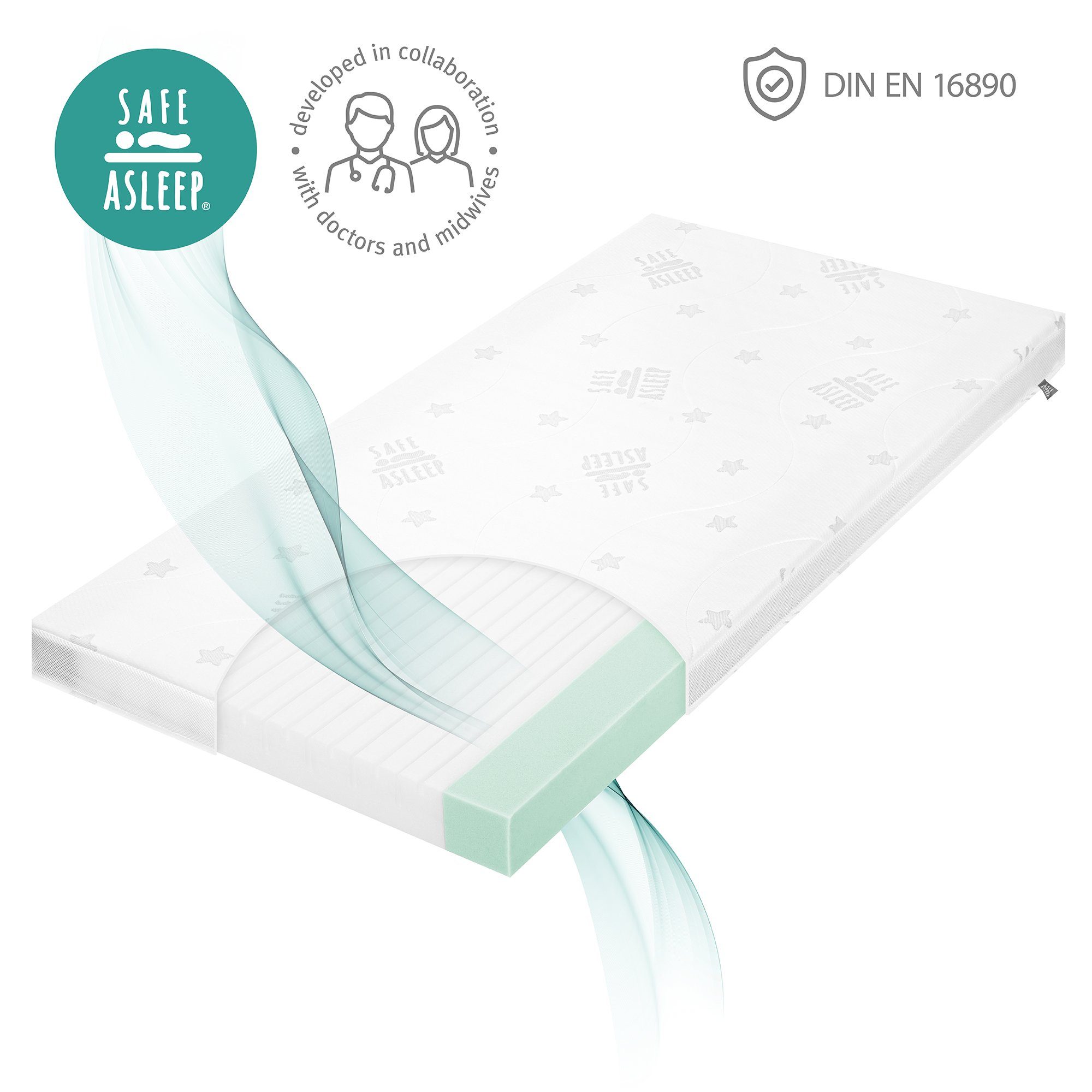 Babymatratze safe asleep® - Air Balance, roba®, 9 cm hoch, Babybettmatratze, für optimales Schlafklima